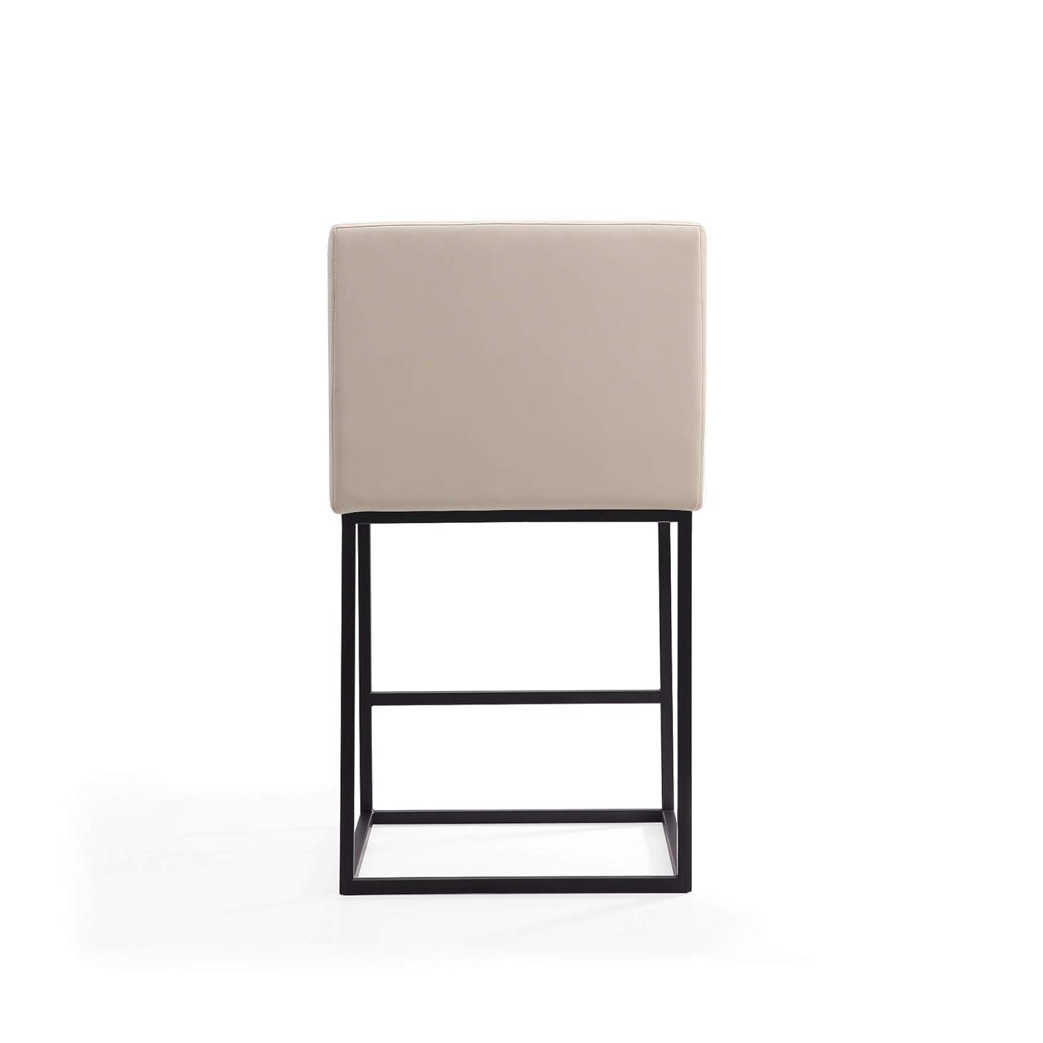 Manhattan Comfort Ambassador Metal Counter Height Barstool Cream: Upholstered, No Assembly, Faux Leather