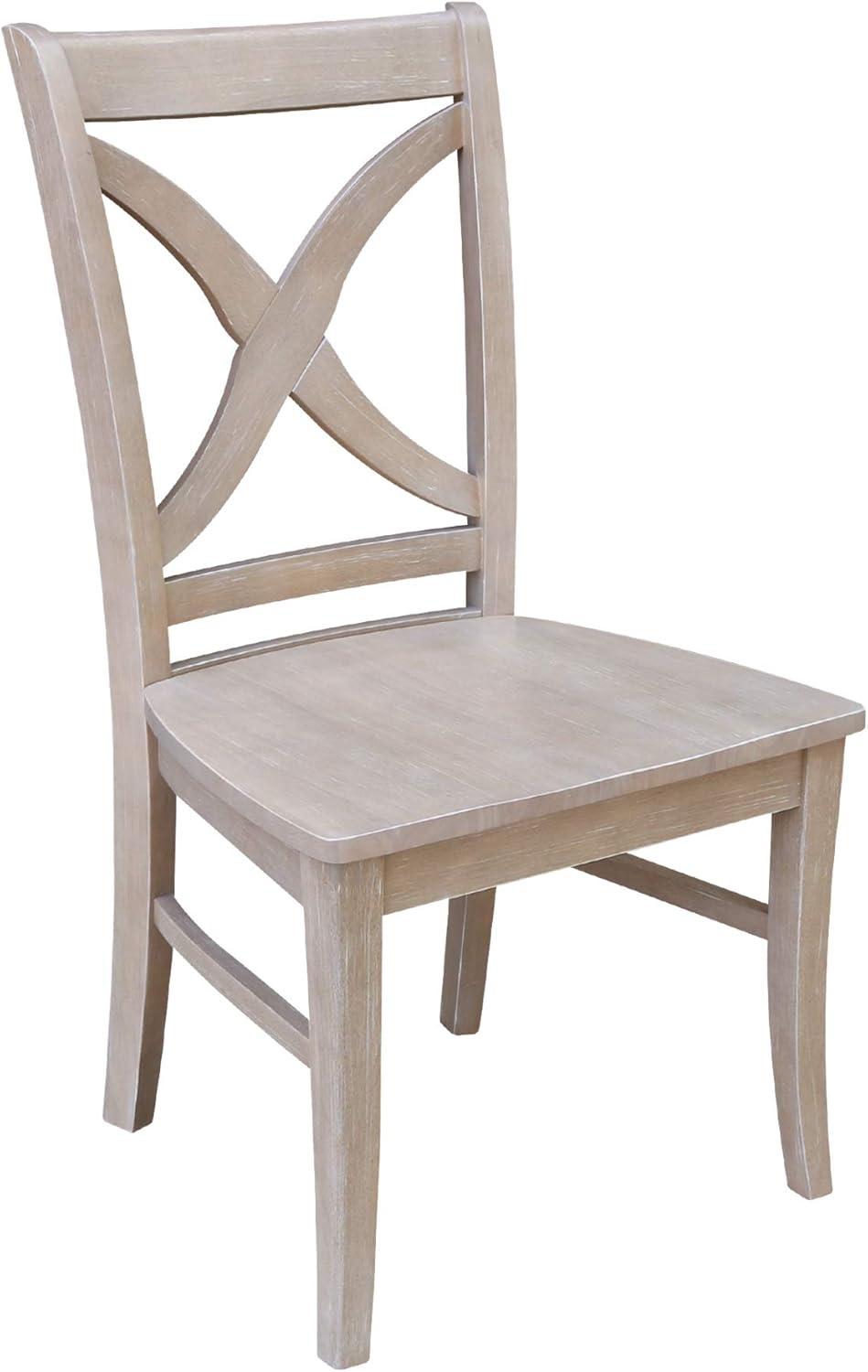 Solid Wood Cross Back Side Chair in Taupe