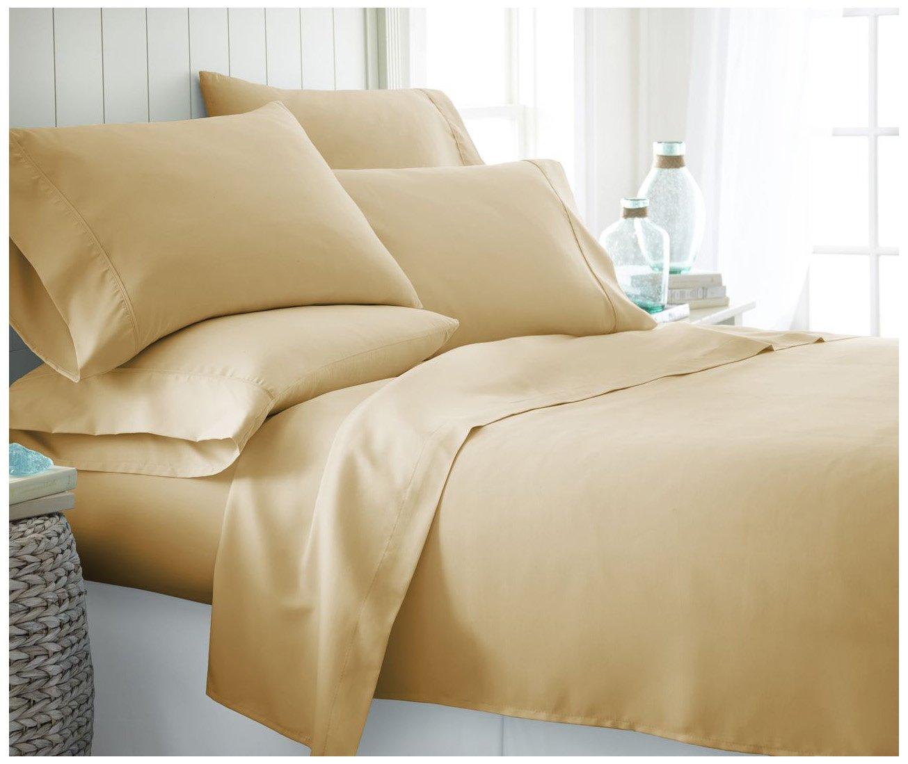 Twin, 3 Piece Solid Bed Sheet Set in Gold by Comfort Canopy