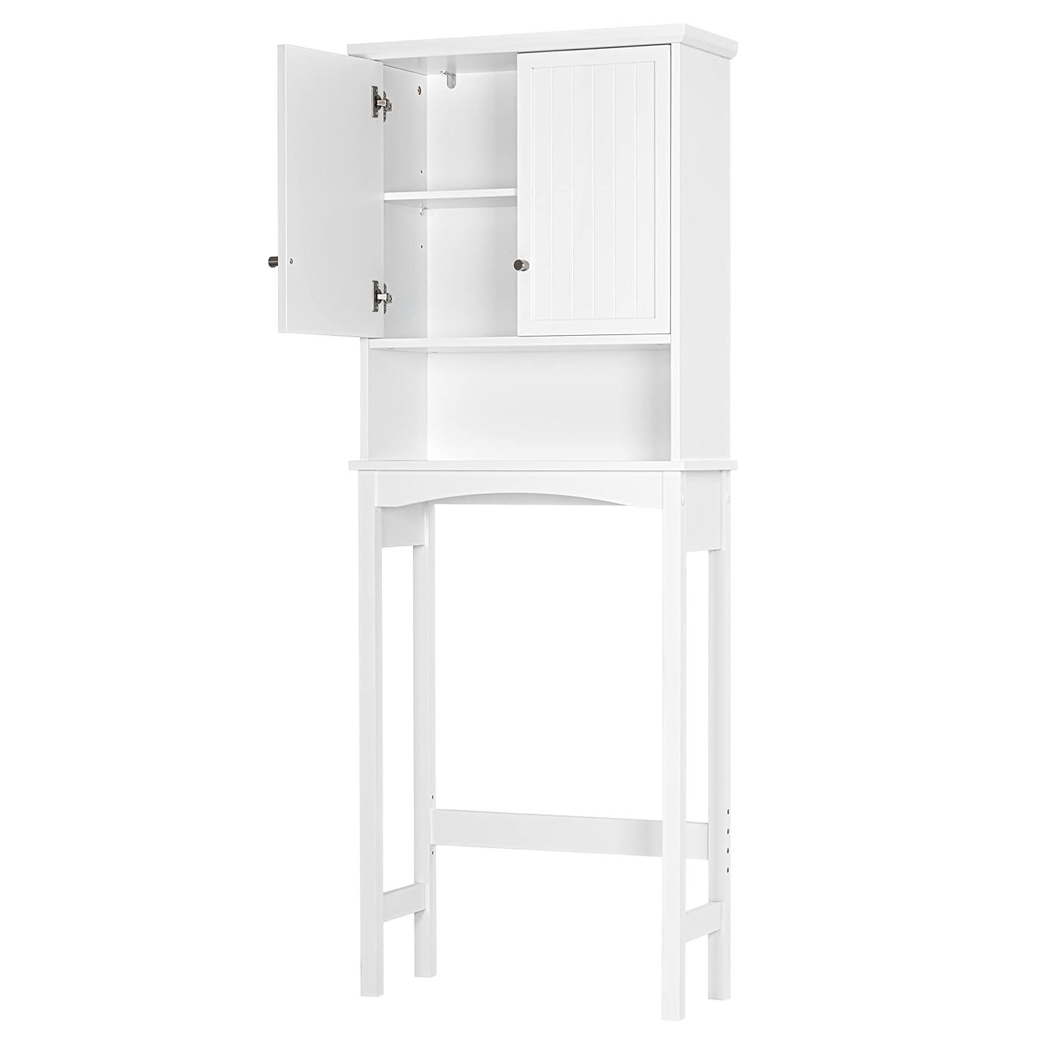 UTEX Bathroom Storage Over The Toilet, Bathroom Cabinet Organizer with Adjustable Shelves, Bathroom Space Saver for Bathroom, White