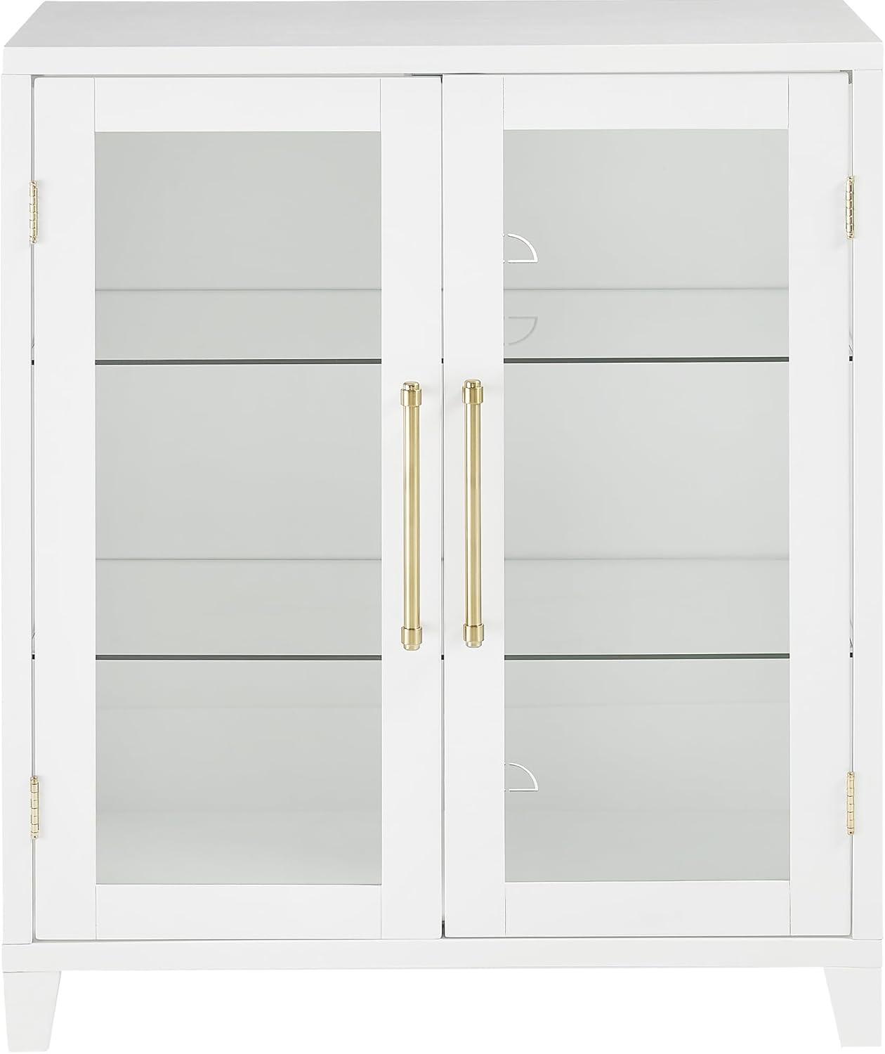 Crosley 36" Roarke Stackable Glass Door Kitchen Pantry Storage Cabinet White