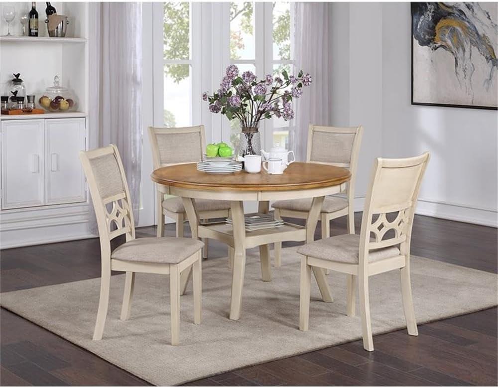 Mitchell Beige and Brown Solid Wood Round Counter Dining Set