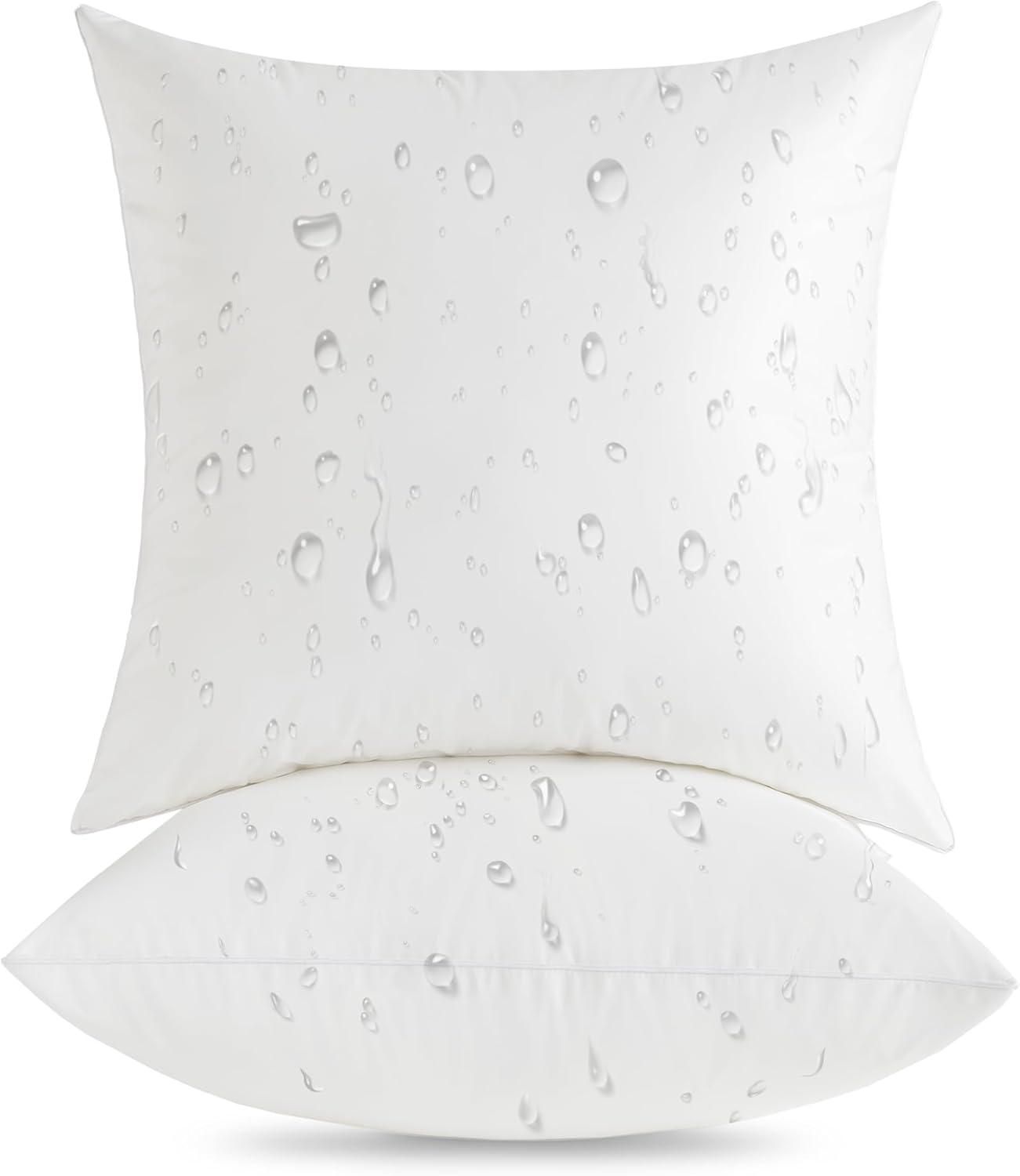 Latitude Run® 22X22 Outdoor Pillow Inserts (Pack Of 2) - Square Waterproof Throw Pillow - Decorative Throw Pillows Insert For Couch Sofa Bed Patio Furniture - White Pillows