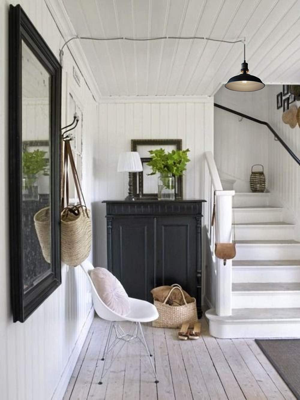 Industrial Plug-in Barn Pendant Light Black Farmhouse with On/Off Switch Pendant