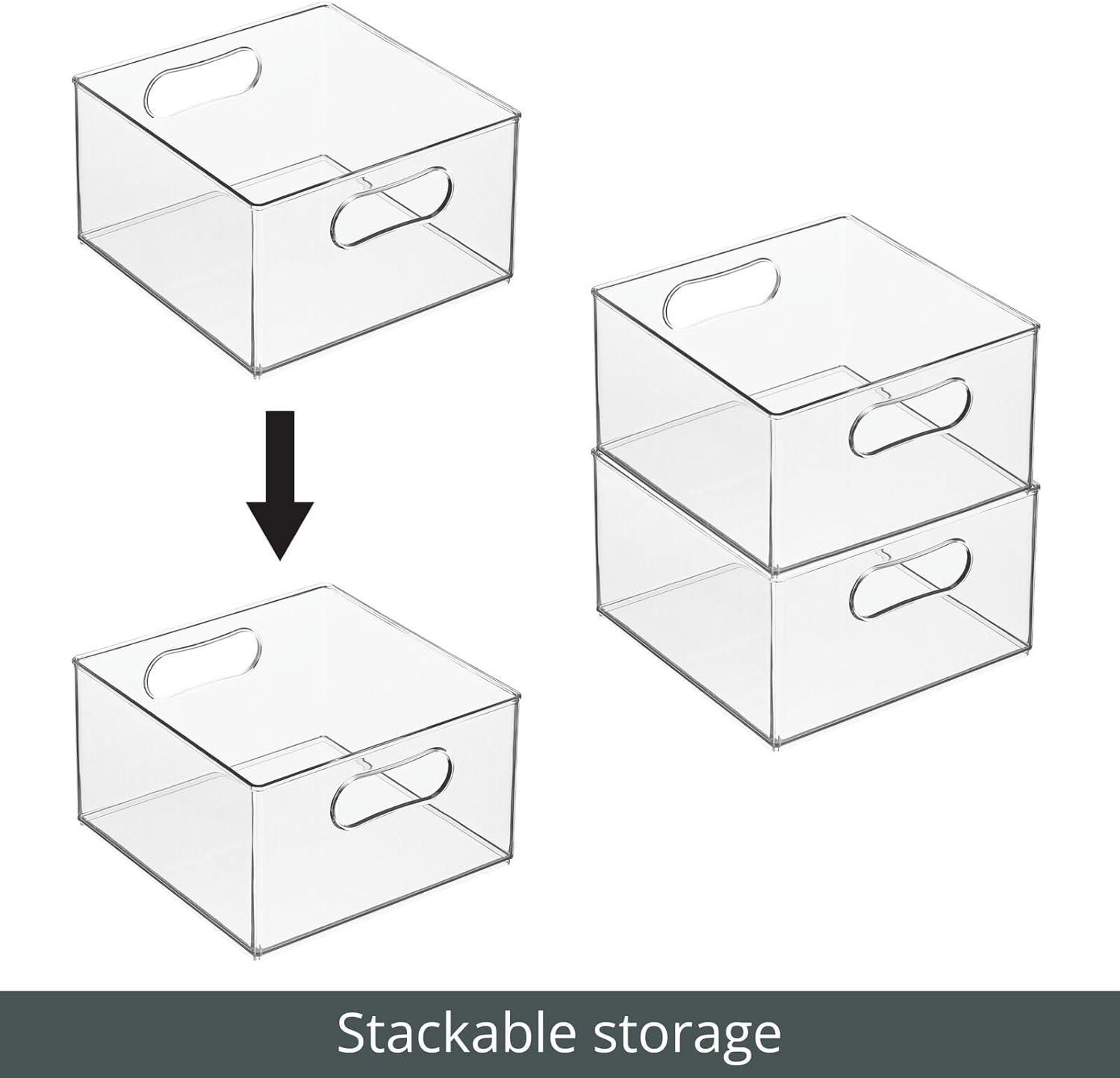 Clear Plastic Stackable Shower Organizer Bin with Handles