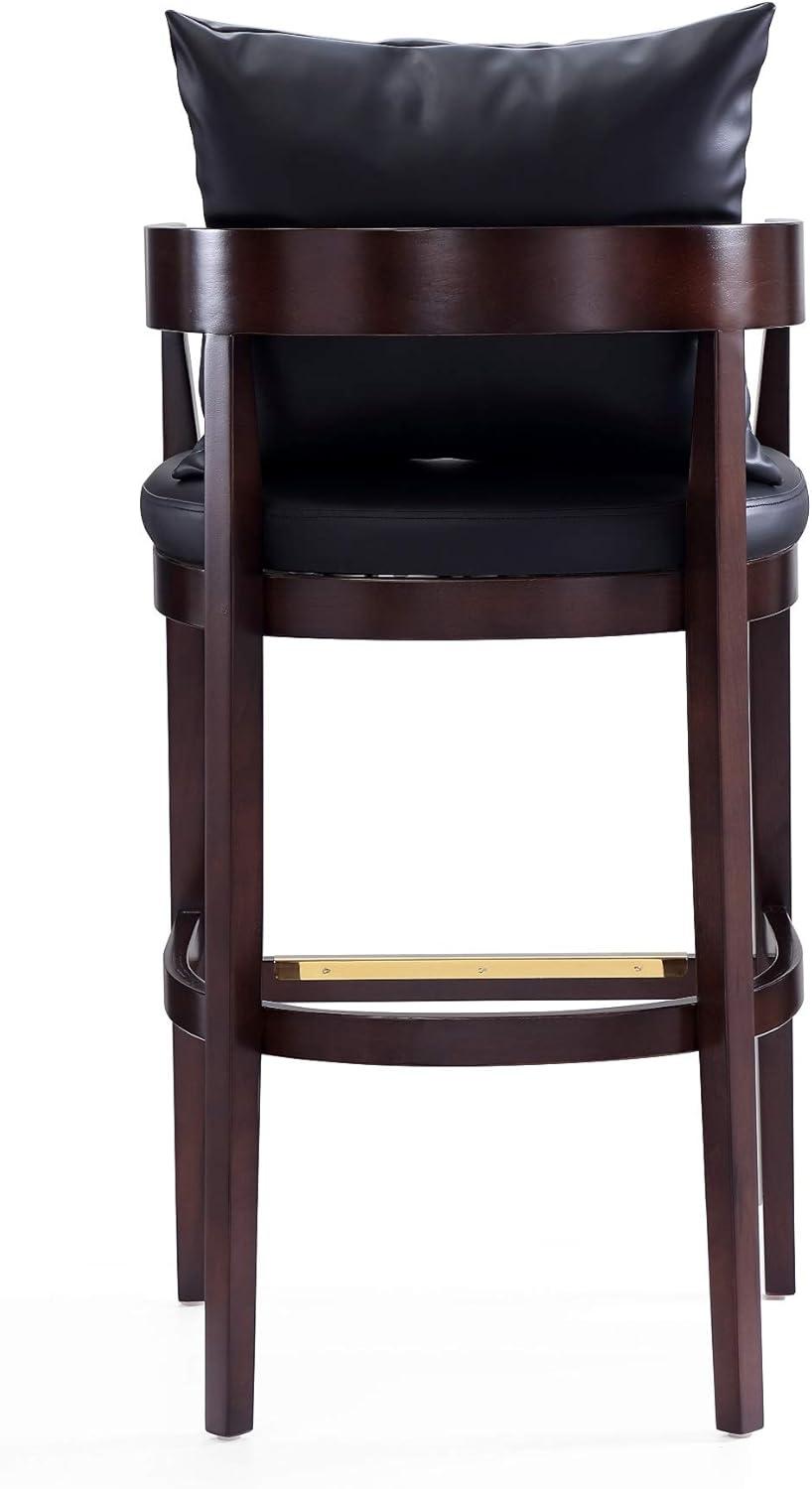 Ritz Upholstered Beech Wood Barstool Black - Manhattan Comfort: Gold Footrest, No Assembly Required, 30.5" Height
