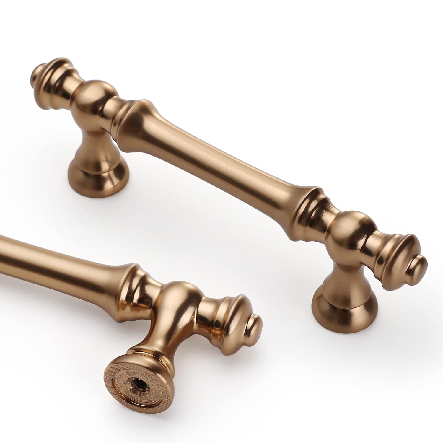 Asidrama 10 Pack Brushed Brass Cabinet Knobs - Gold Dresser & Drawer Knobs for Kitchen Cabinet Hardware