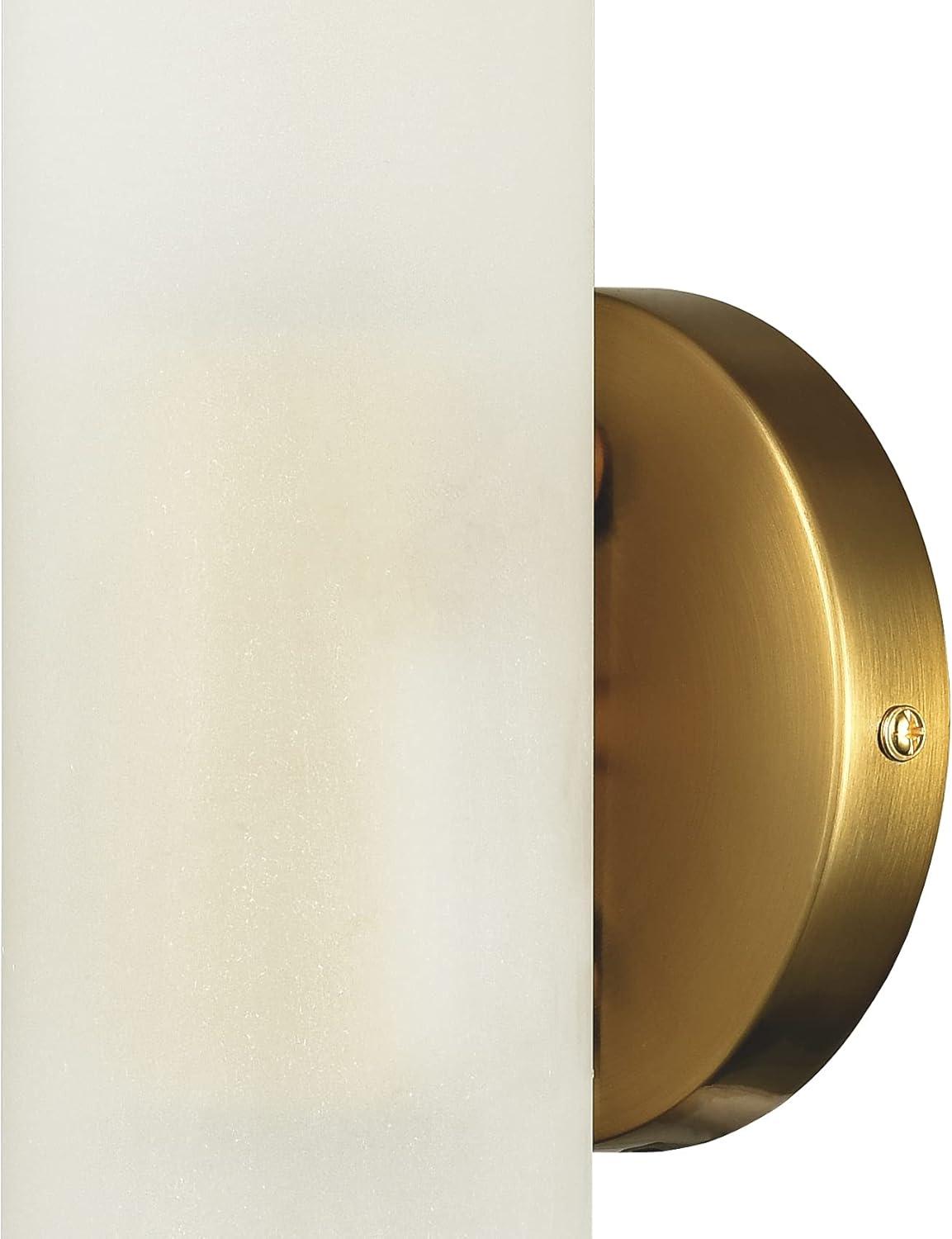 Modern Brass and Frosted Glass Cylinder Vanity Light Set