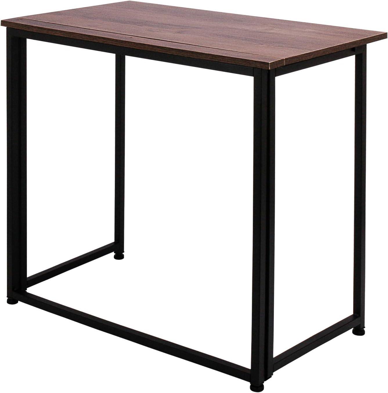 Dark Brown and Black Foldable Wood Computer Desk