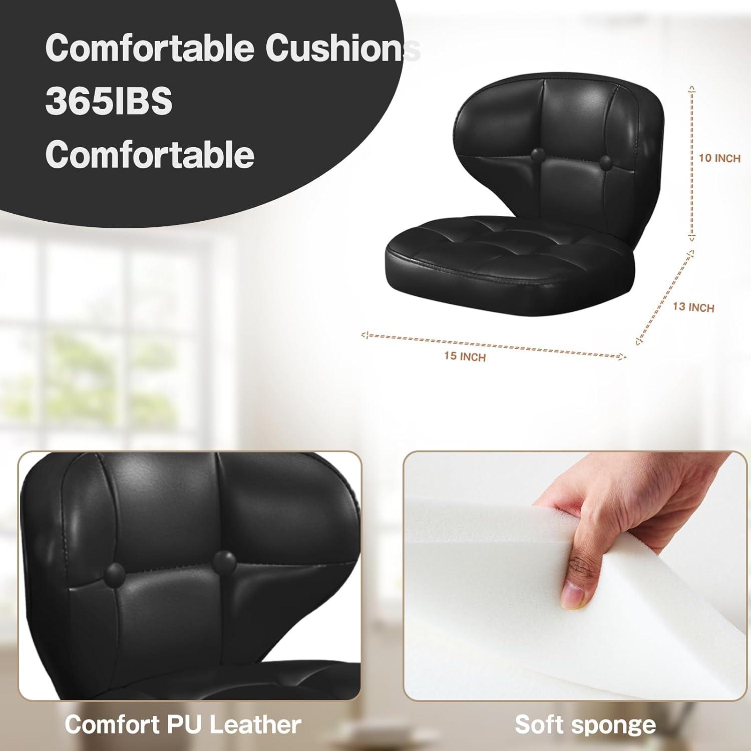 Bar Stools Set of 2, Adjustable Swivel Bar Chairs with 360° Rotation, Padded Counter Stools with Back and Footrest for Kitchen Island, Bistro, Cafe, and Home Use Black2