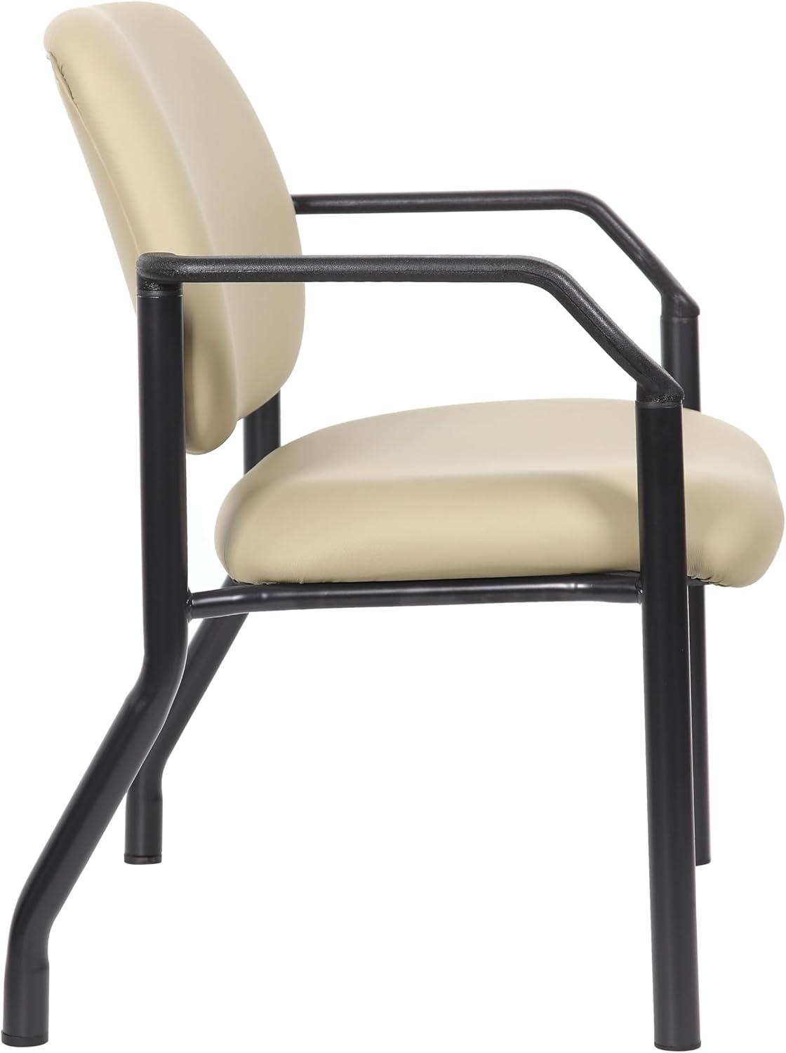 Boss Office Products Big and Tall Vinyl 500 lb. Weight Capacity Guest Armchair, Beige
