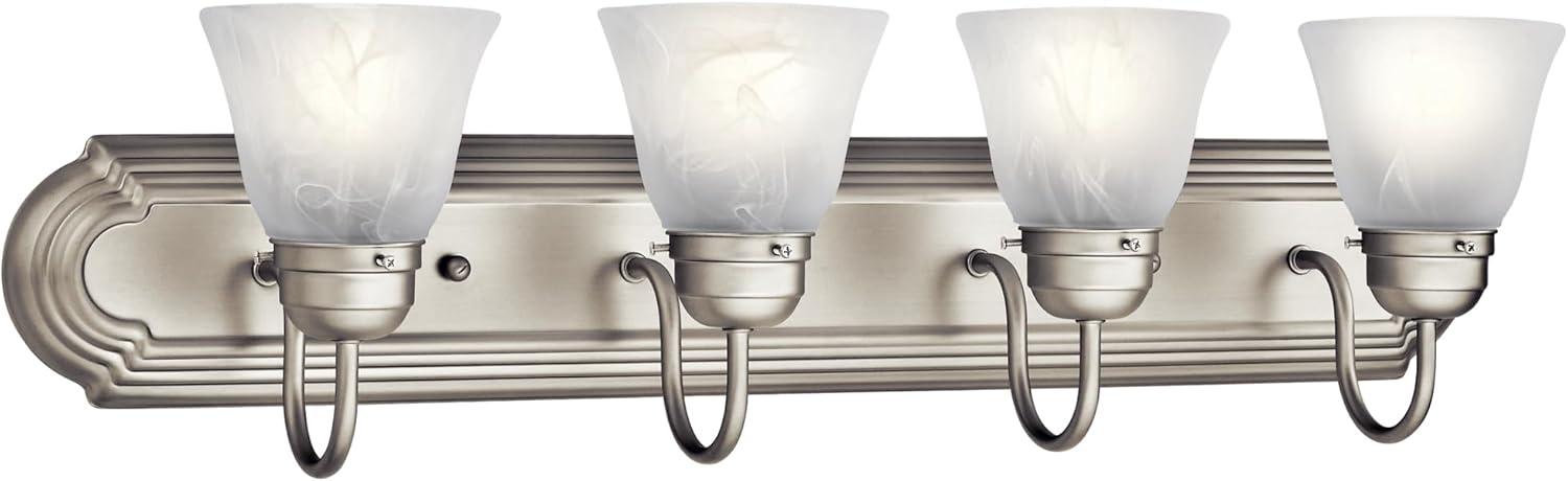 Kichler 30" 4 Light Brushed Nickel Vanity Light with Satin Etched Glass Shades