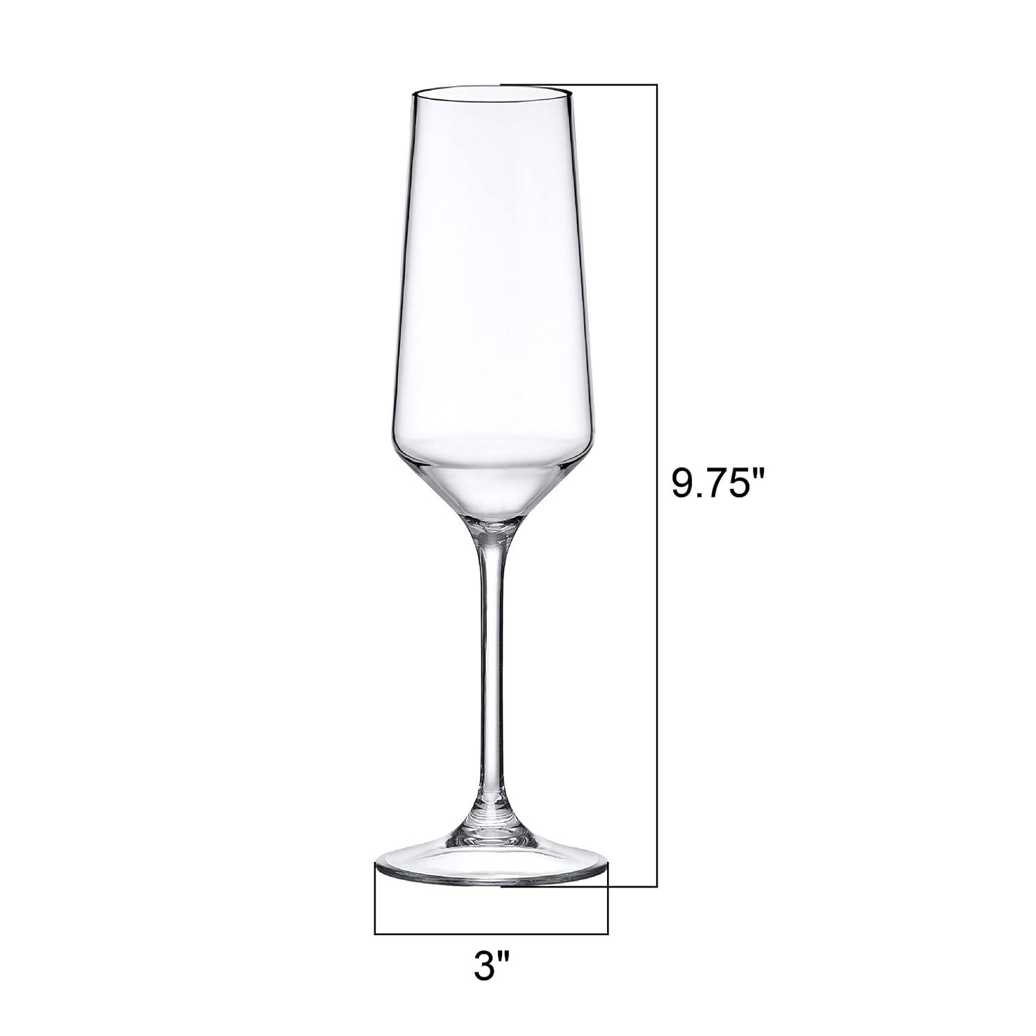 Amazing Abby - Stella - 8-Ounce Unbreakable Tritan Champagne Flutes (Set of 6), Plastic Wine Glasses, Reusable, BPA-Free, Dishwasher-Safe, Perfect for Poolside, Outdoors, Camping, and More
