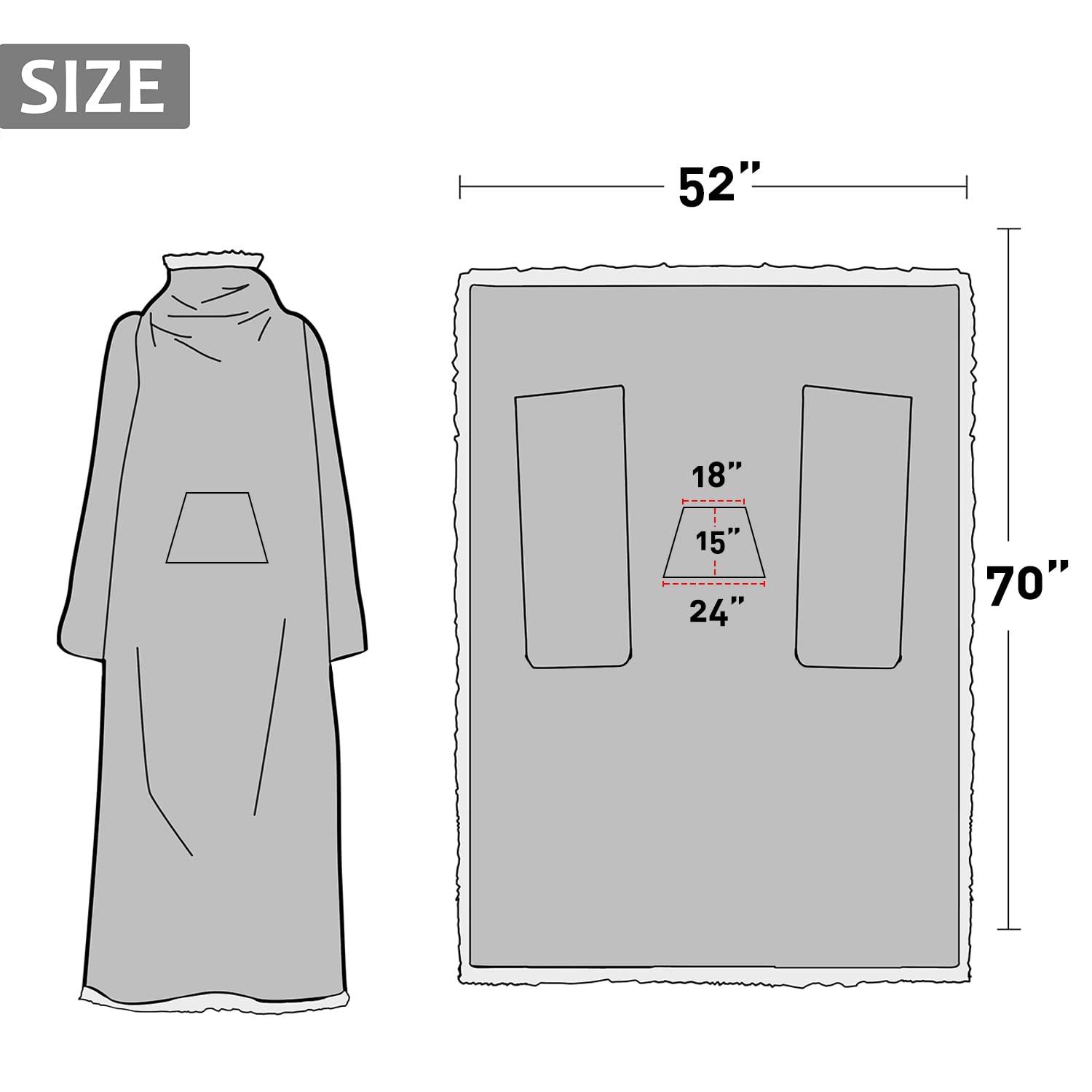 Catalonia Wearable Fleece Throws Blanket with Sleeves and Pocket for Women Men, Could Wrap Full Body Blanket Robe for Lounge Couch 70" x 52"，Machine Washable, Camel