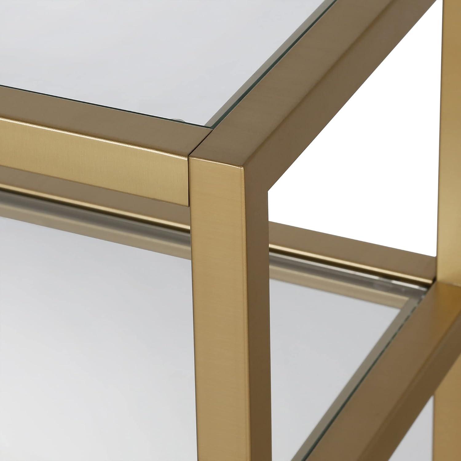 Evelyn&Zoe Sivil 55" Wide Rectangular Console Table, Brass