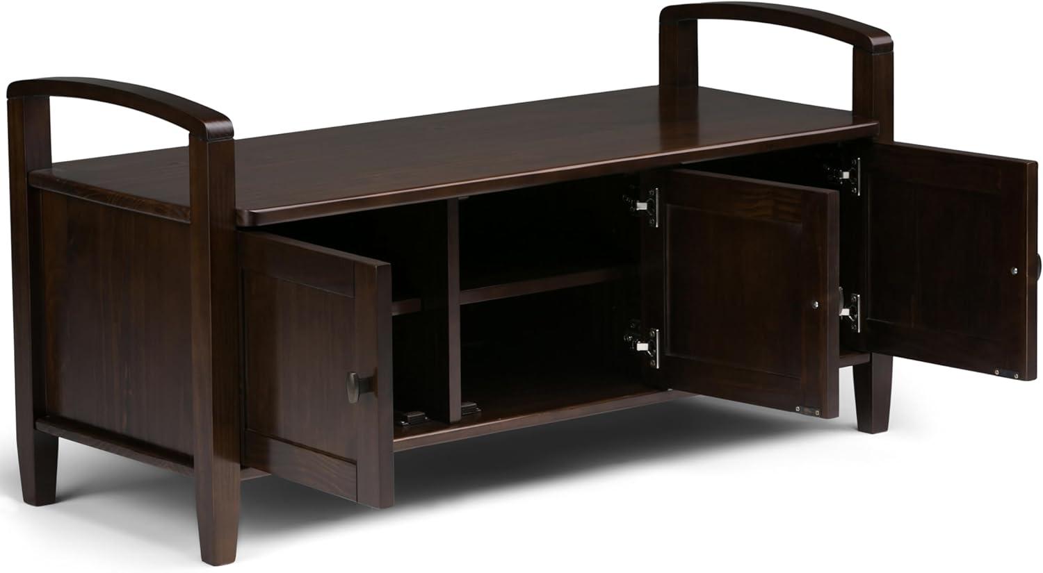 Rustic Natural Aged Brown Solid Wood Entryway Storage Bench