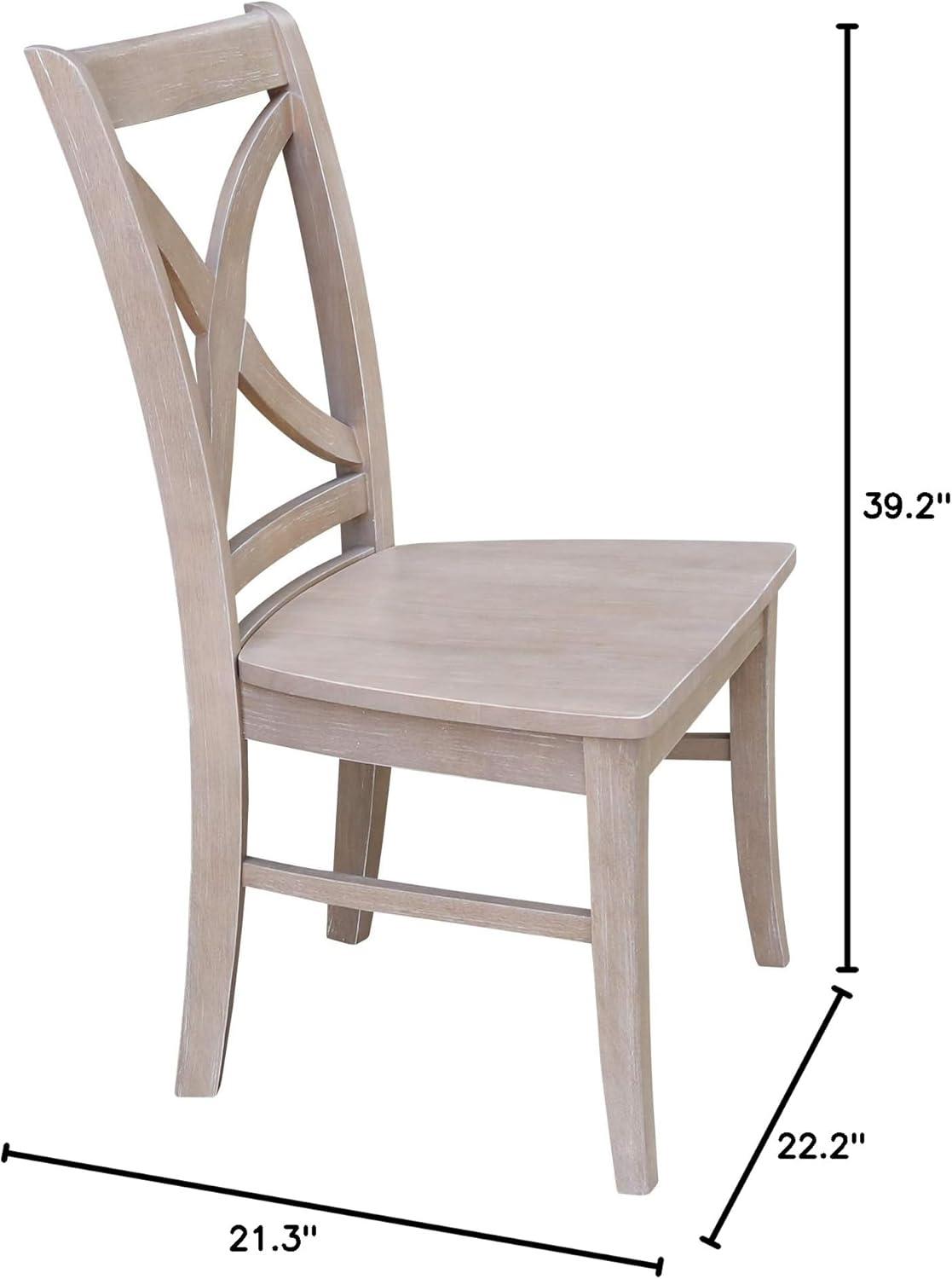 Solid Wood Cross Back Side Chair in Taupe