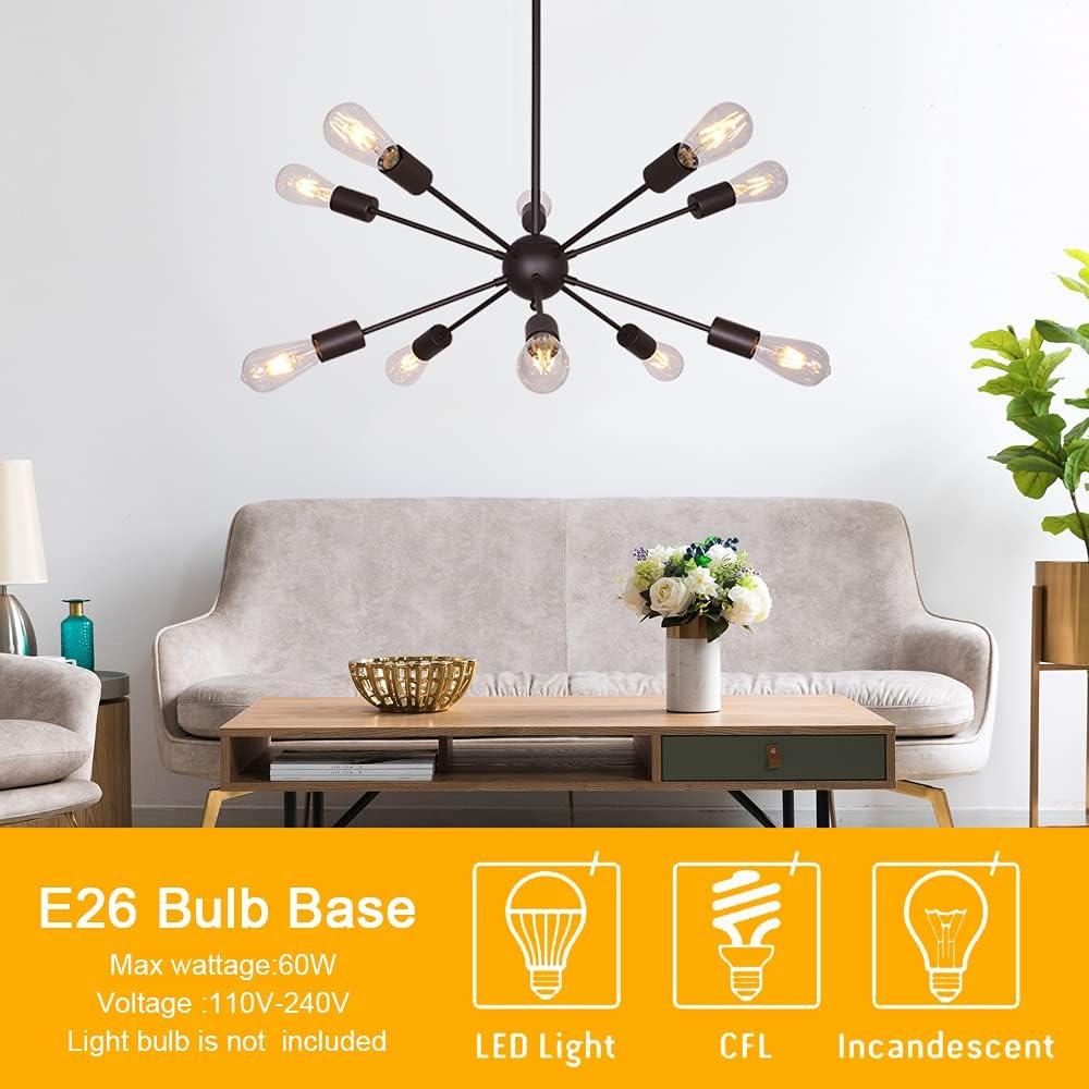 Black Metal 10-Light Sputnik Sphere Chandelier