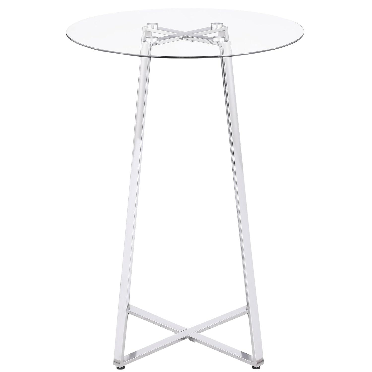Coaster Company Zanella Round Glass Pub Table, Chrome