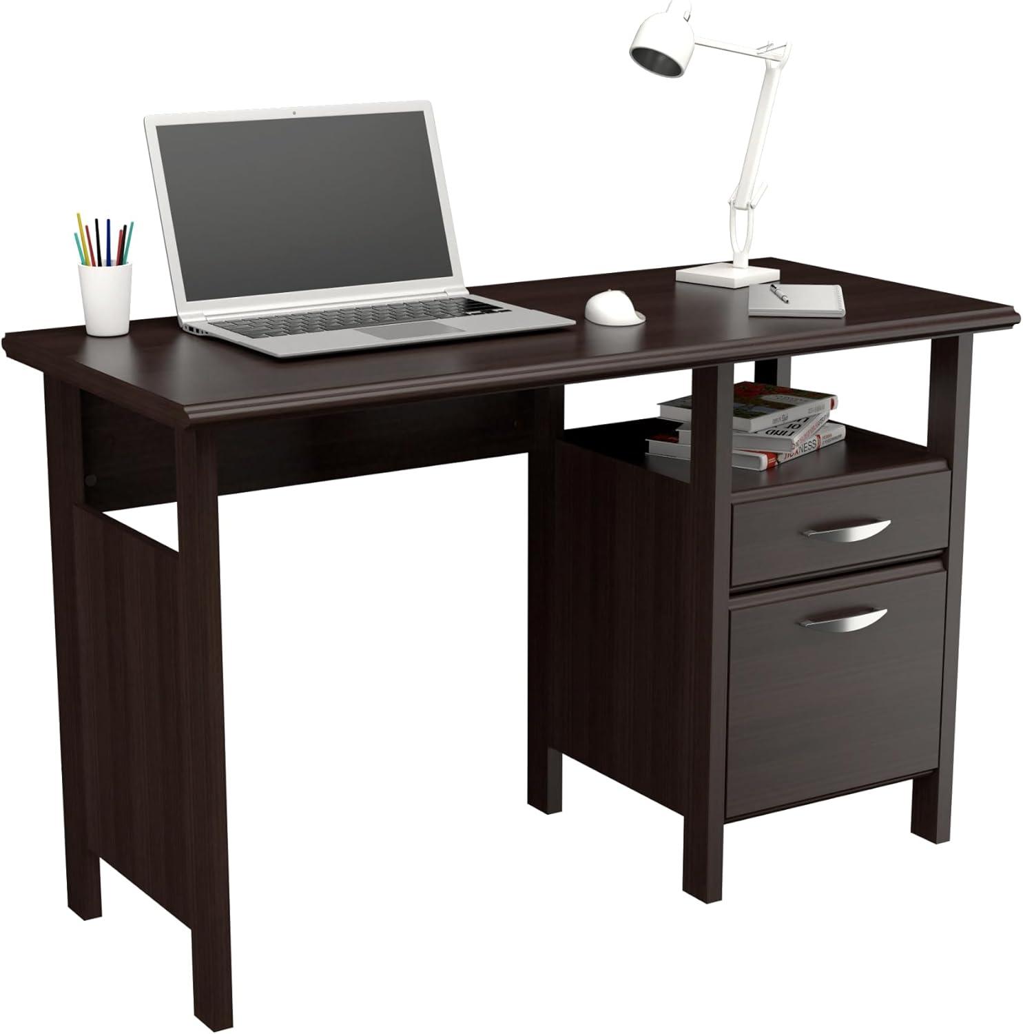 Inval 1-Drawer Writing Desk with Cabinet in Espresso