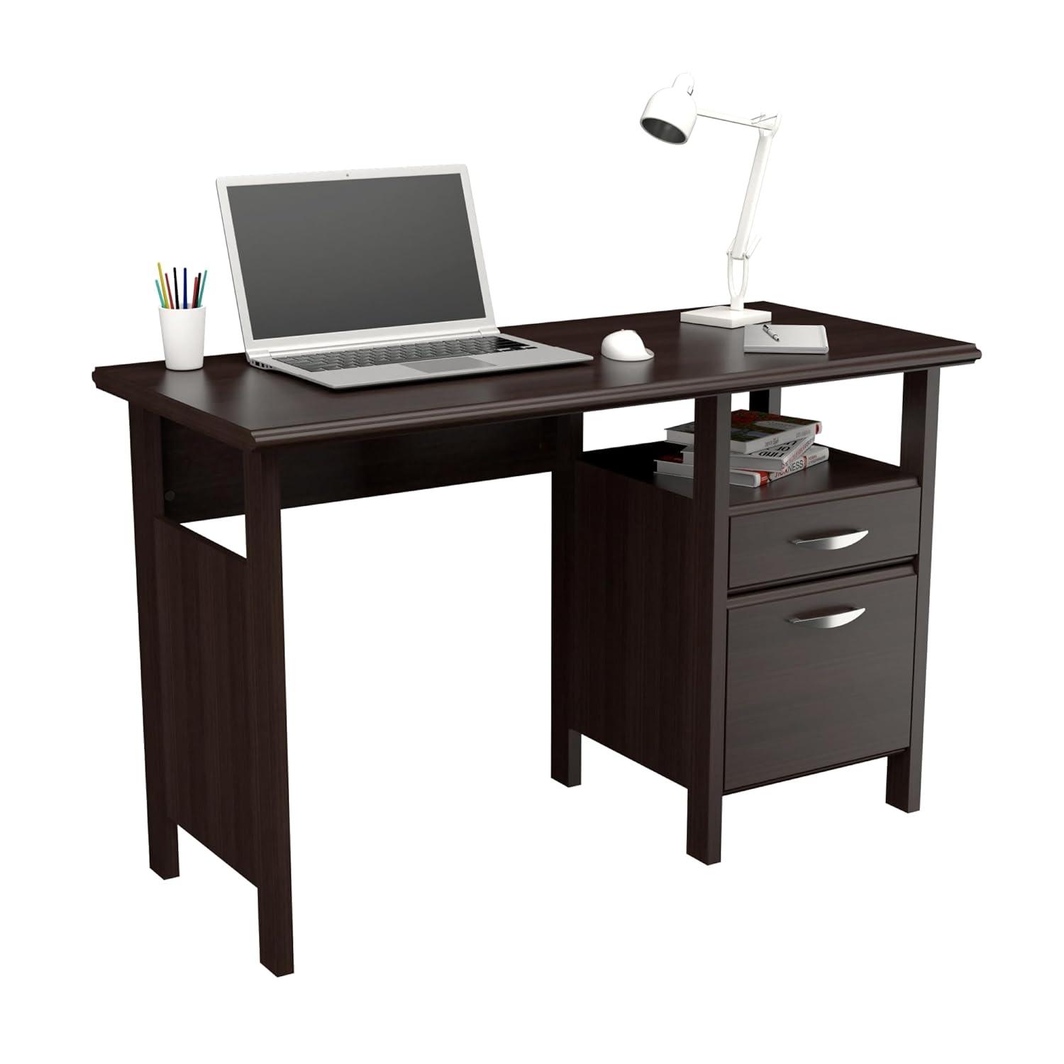 Inval 1-Drawer Writing Desk with Cabinet in Espresso