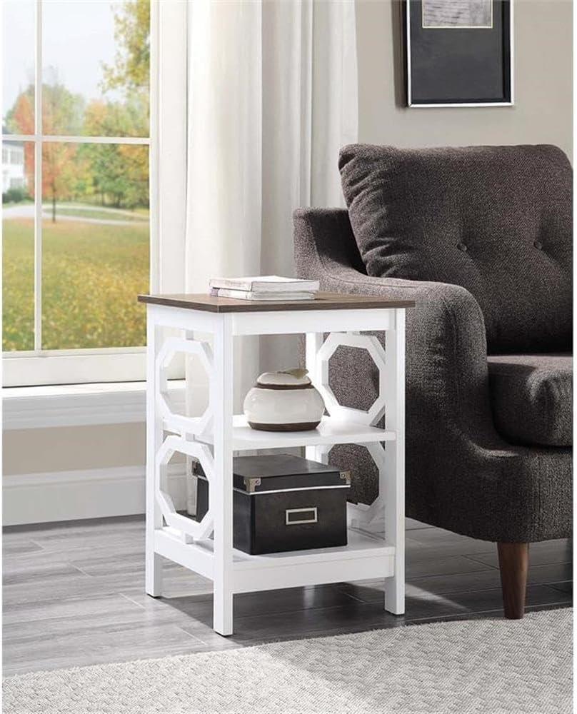 Convenience Concepts Omega End Table with Shelf, Driftwood/White