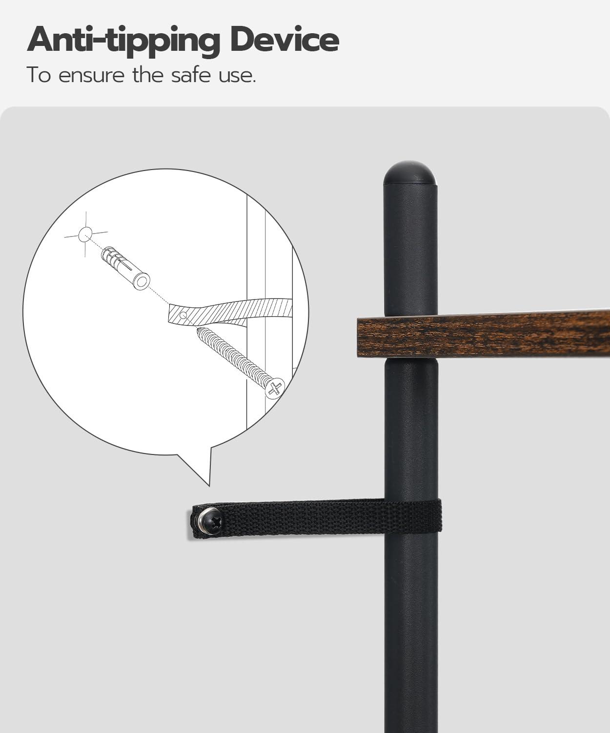 HOOBRO Over The Toilet Storage, 3-Tier Over Toilet Bathroom Organizer, Freestanding Above Toilet Shelf with Adjustable Feet, Space Saving, Easy Assembly, Rustic Brown and Black BF63TS01