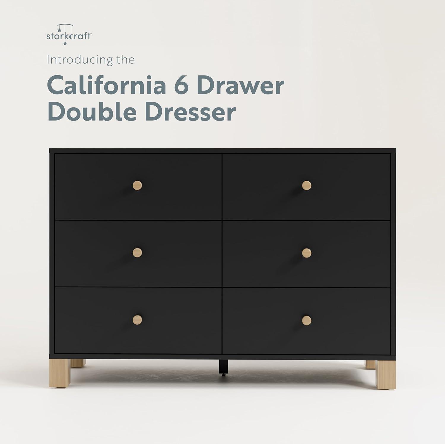 Black and Driftwood 6-Drawer Nursery Dresser