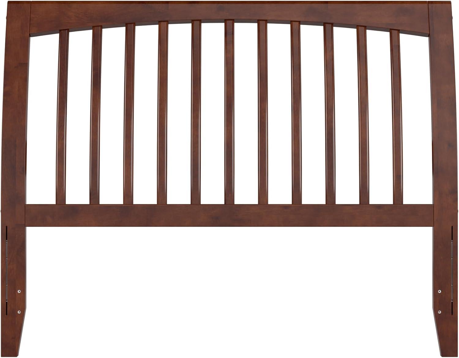 HomeStock Island Oasis Full Sleigh Solid Wood Slat Headboard in Walnut