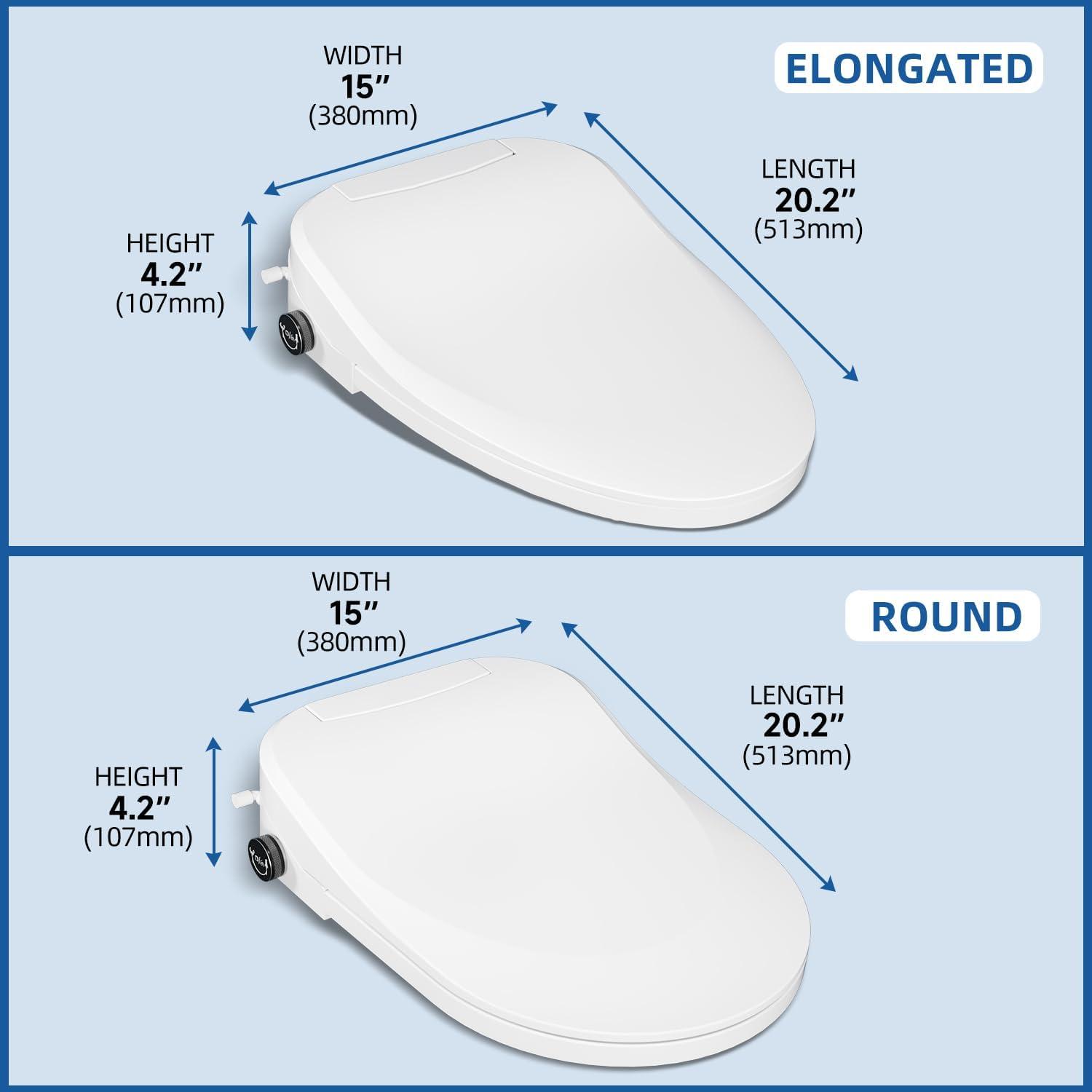 Smart Bidet Toilet Seat with Wireless Remote and Side Panel, Multiple Spray Modes, Adjustable Heated Seat, Warm Water Air Dryer,White