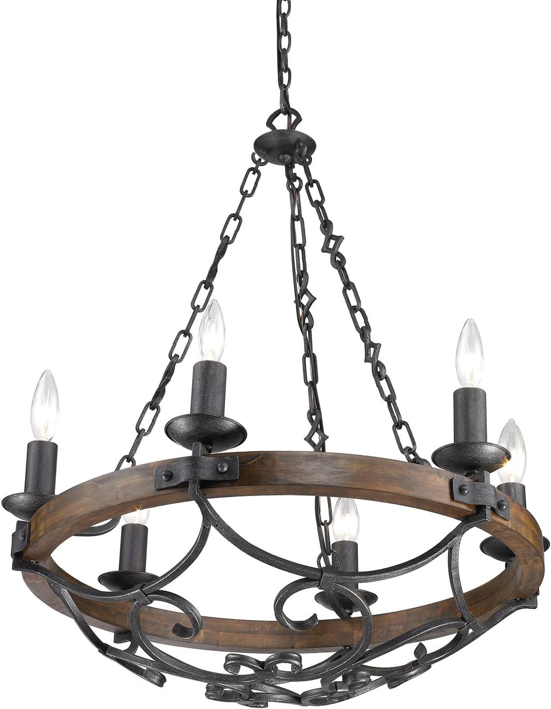 Madera 6 Light Chandelier in Black Iron