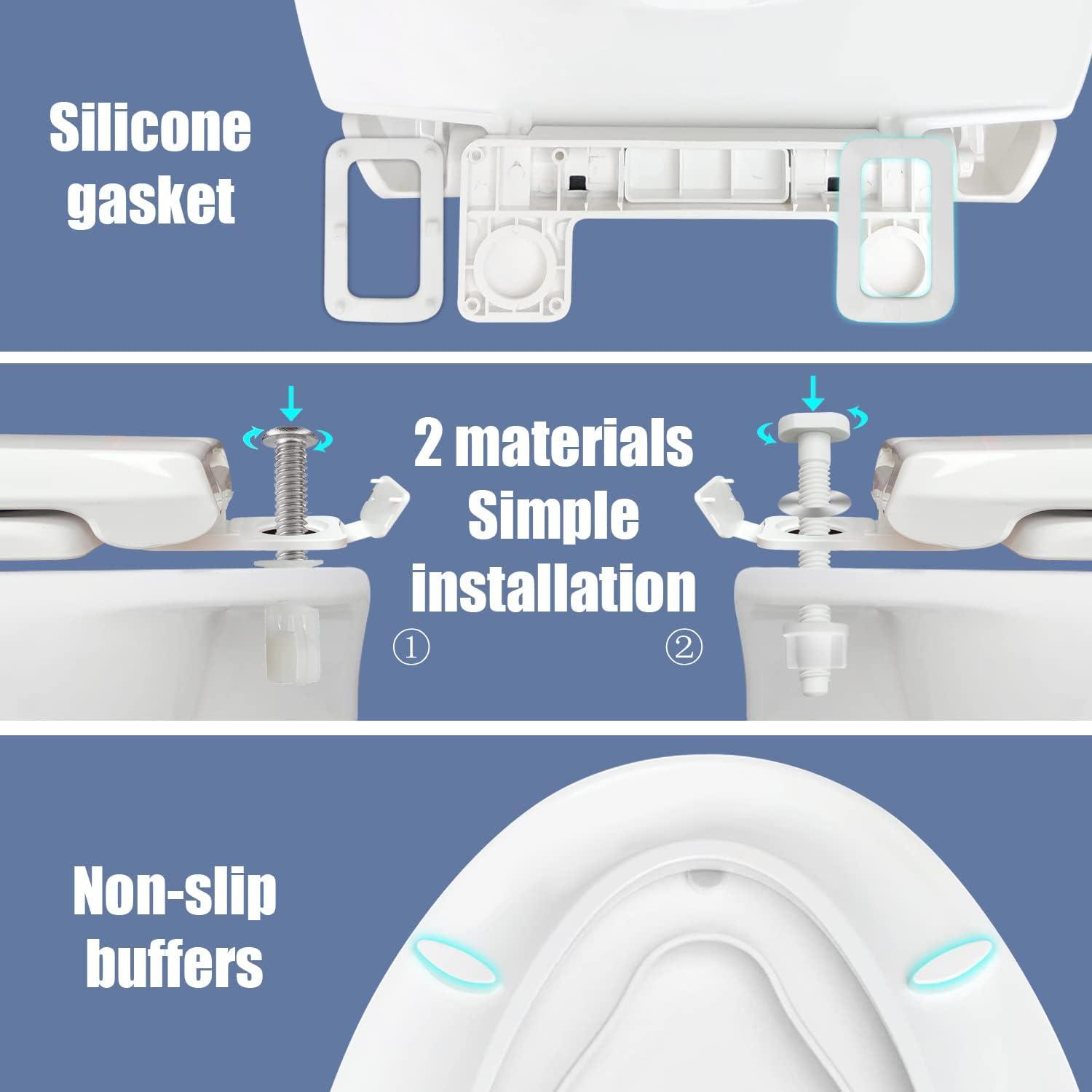Danolapsi Elongated Toilet Seat with Built in Potty Training Seat,Quiet-Close Lid and Seat,Never Loosen,Potty Training Toilet Seat for Toddlers,Quick-Attach Hardware,Fits both Adult and Child