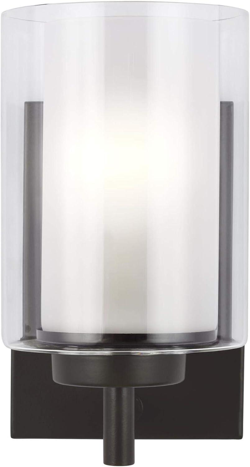 Elmwood Park Bronze Dimmable Vanity Wall Sconce with Clear Glass