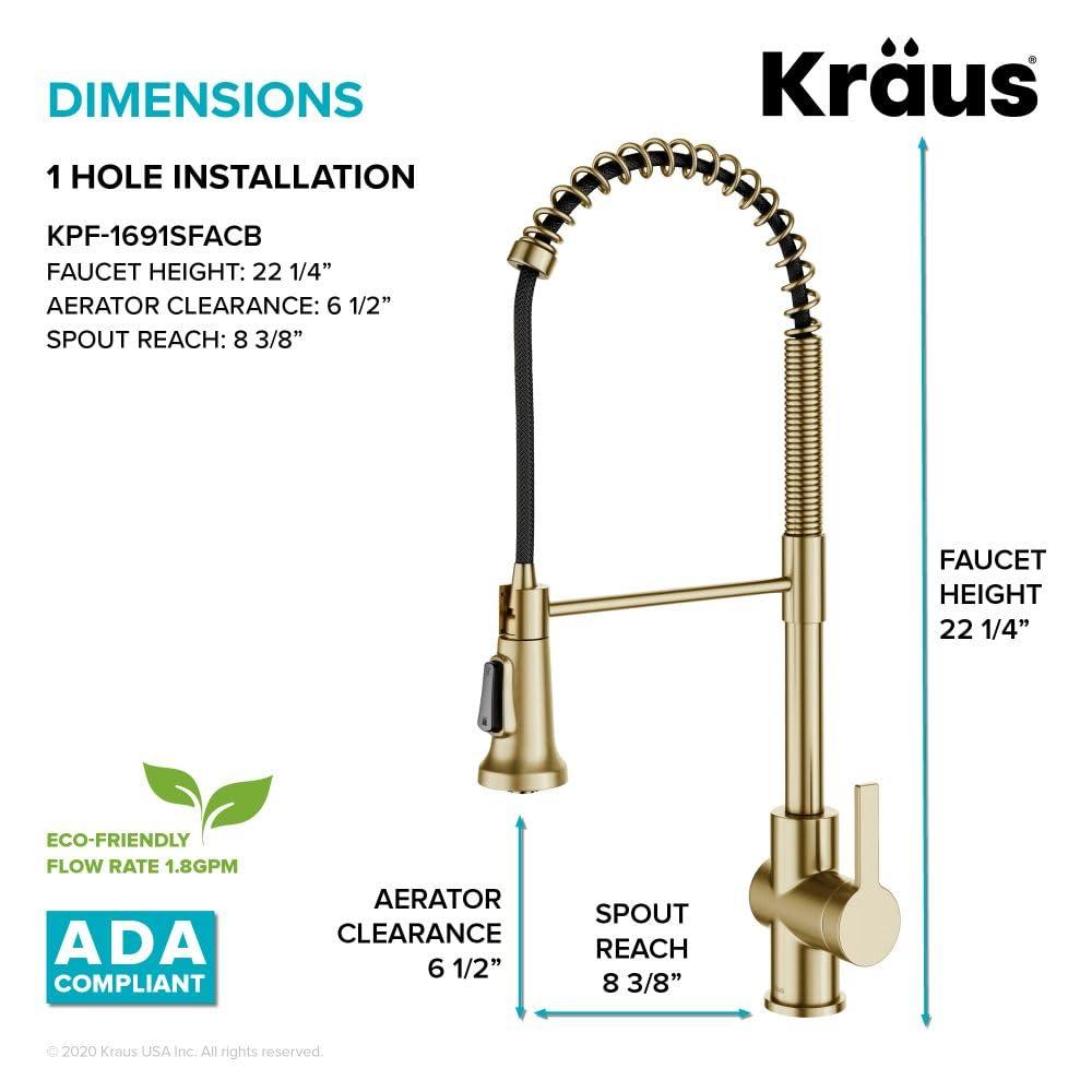 KRAUS Britt Commercial Style Single Handle Pull Down Kitchen Faucet