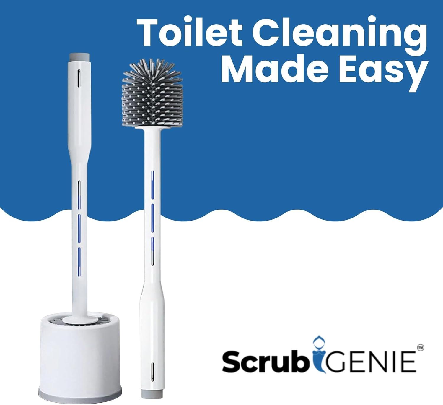 Toilet Bowl Brush, Toilet Brush with Cleaner in Handle, Silicone, NO Leaks, Toilet Brush and Holder Set, Optional Wall Mount