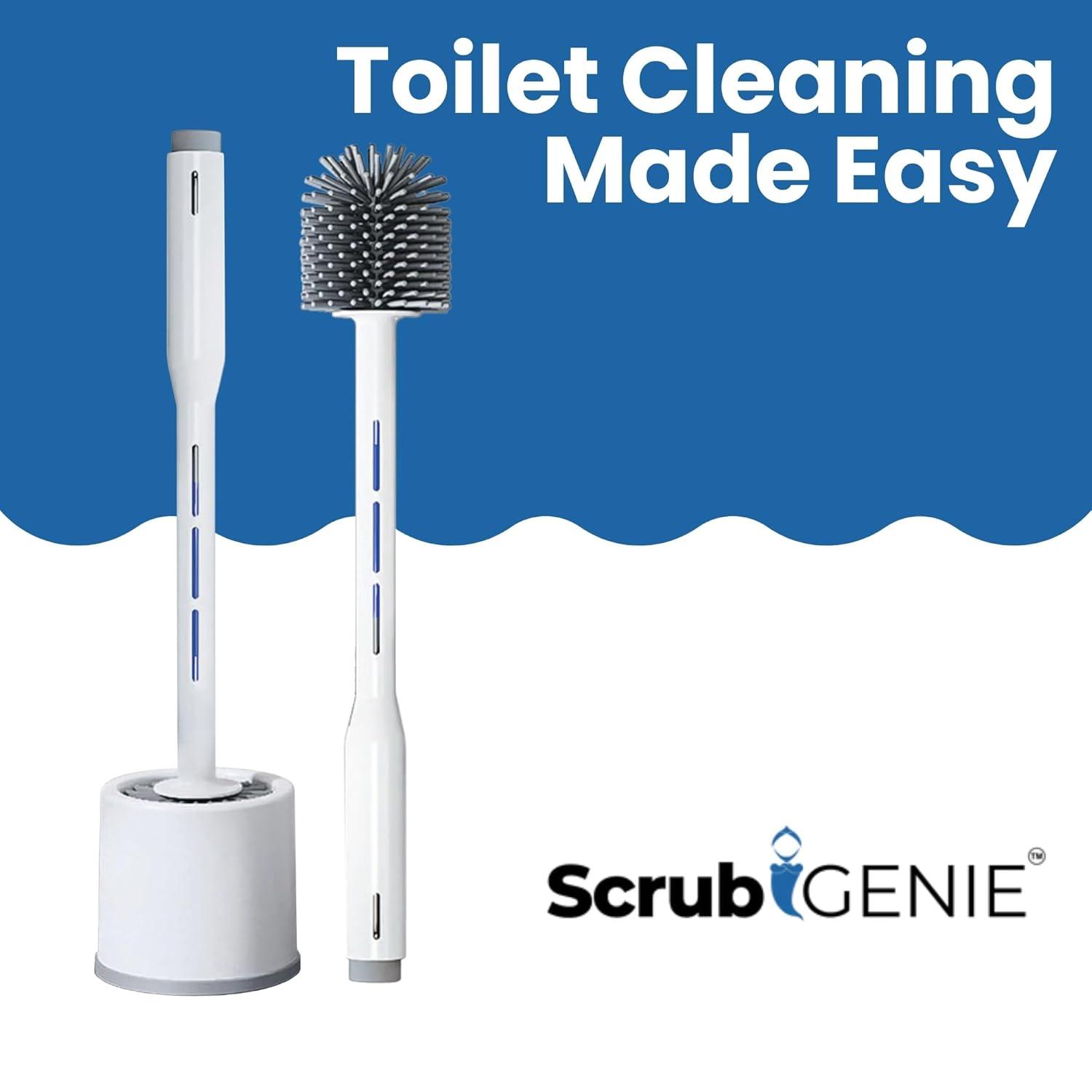 Toilet Bowl Brush, Toilet Brush with Cleaner in Handle, Silicone, NO Leaks, Toilet Brush and Holder Set, Optional Wall Mount