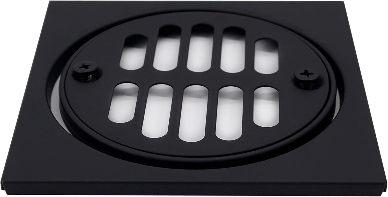 4-1/4" Brass Shower Tile Square with 3-1/2" OD Round Drain Cover