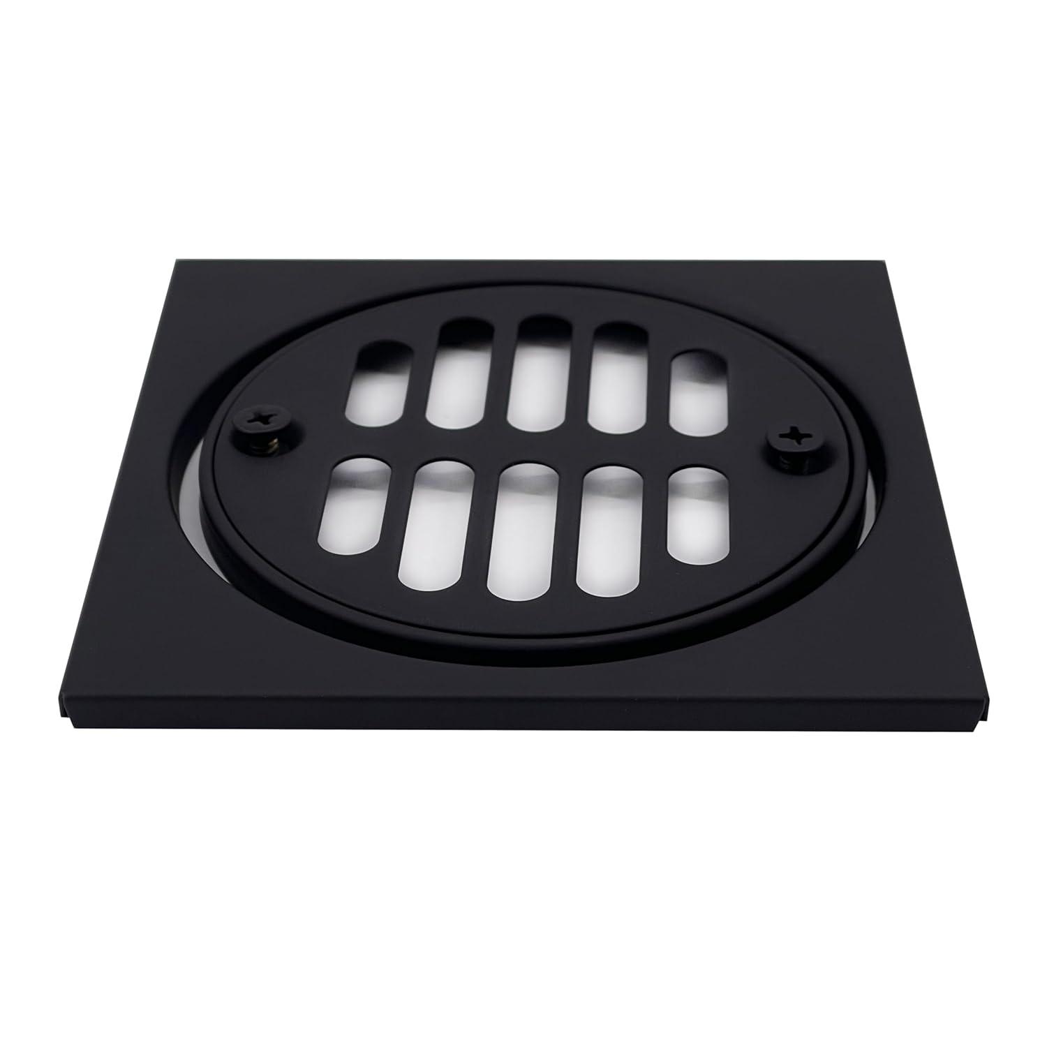 4-1/4" Brass Shower Tile Square with 3-1/2" OD Round Drain Cover