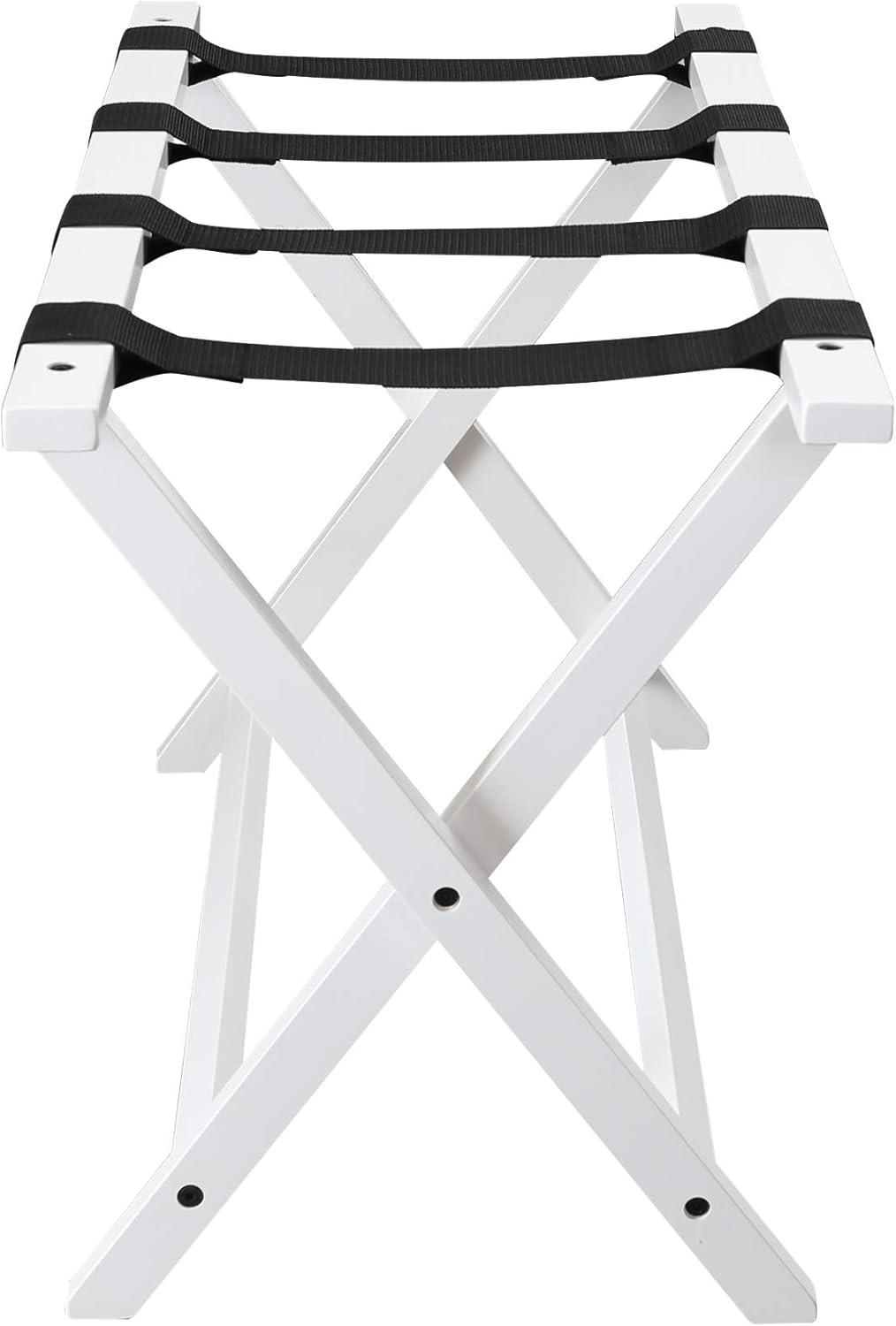 Extra Wide Foldable Solid Wood Fully-Assembled Luggage Rack White