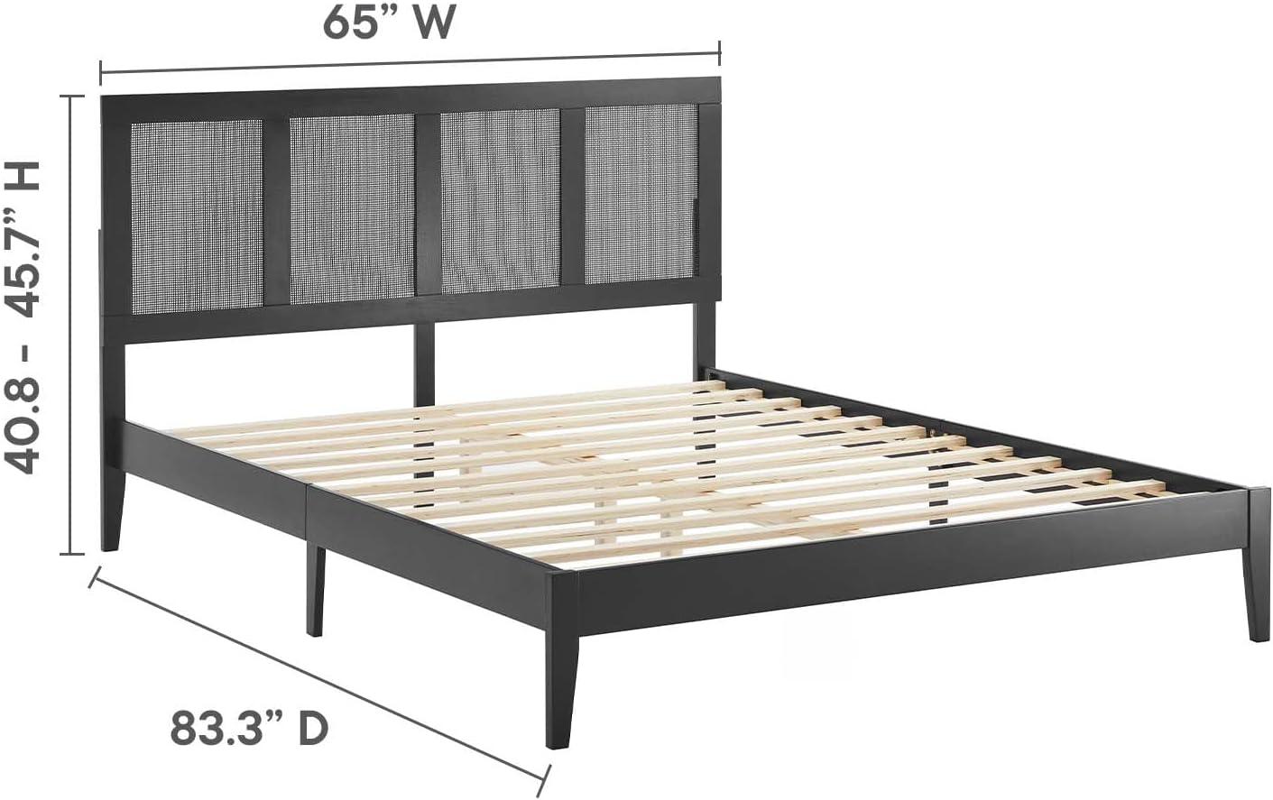 Sirocco Rattan and Wood Queen Platform Bed in Black