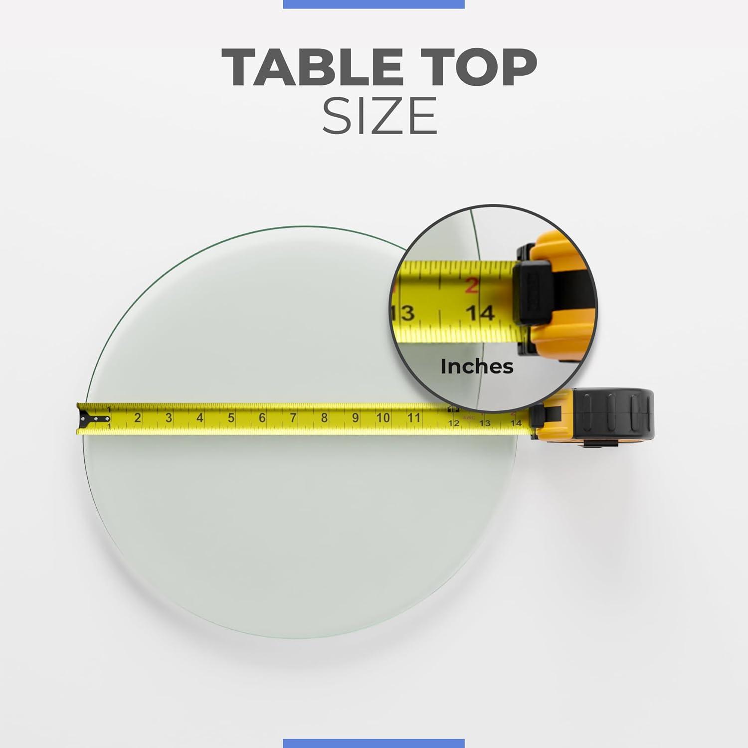 Dulles Glass 20" Round Table Top 3/8" Thick, Pencil Polished Tempered Glass for Indoor Dining or Outdoor Patio, 11 Pounds