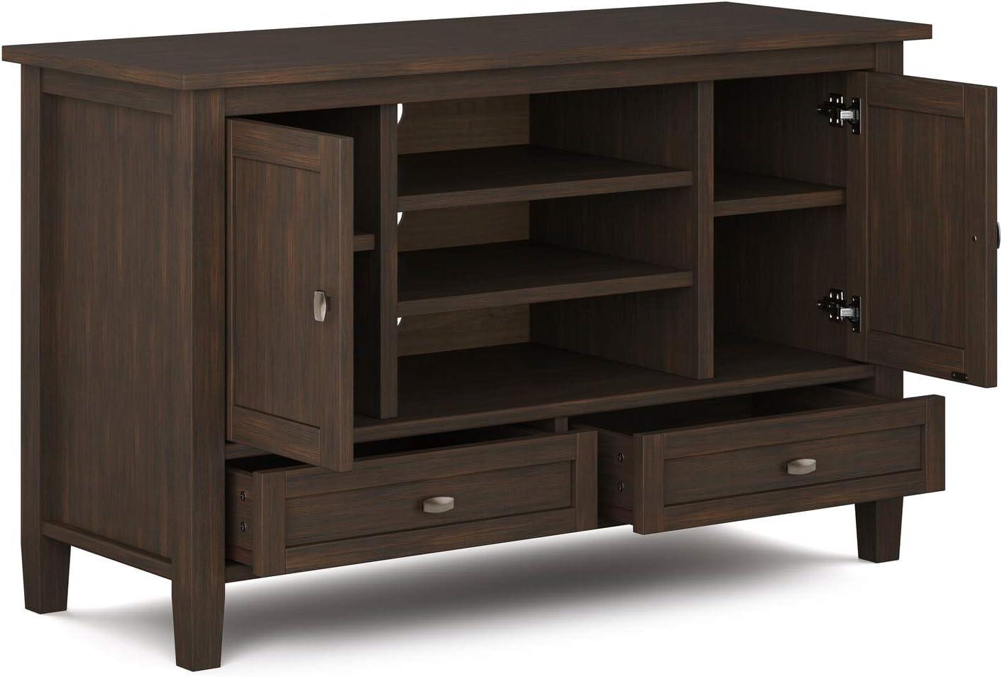 Warm Shaker Rustic Solid Wood 47" TV Stand in Russet Brown