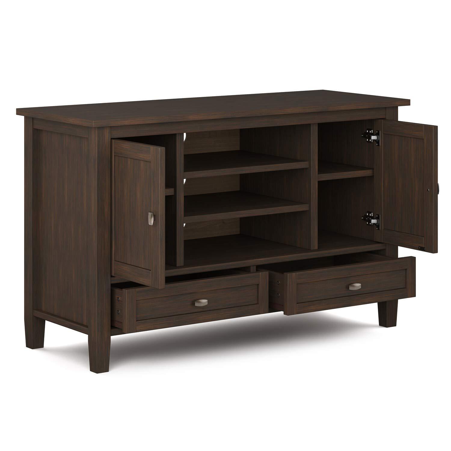 Simpli Home Warm Shaker 47"W Solid Wood TV Stand for TVs up to 55" with 2 Storage Cabinets and 2 Drawers