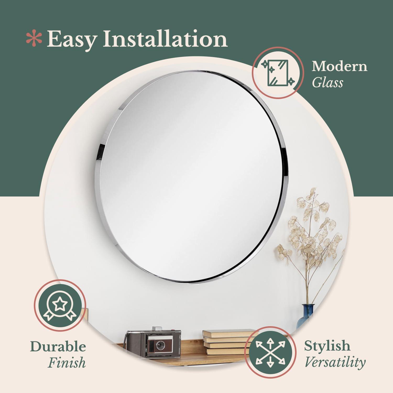 Hamilton Hills 24" Bronze Circle Deep Set Metal Round Frame Mirror Contemporary