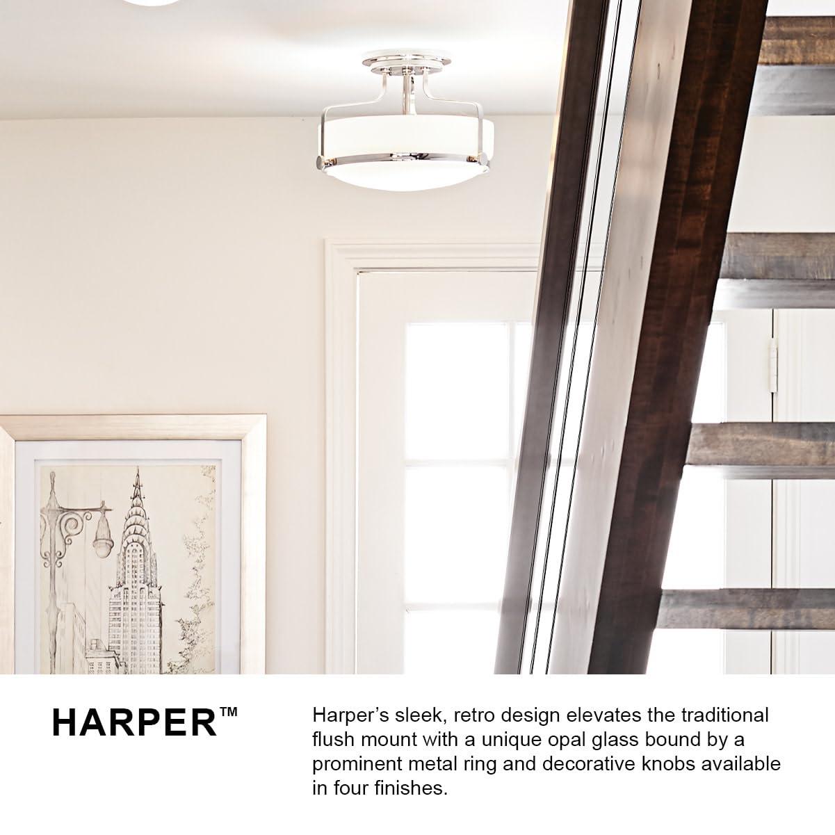 Harper Three Light 18" Retro Bowl Semi-Flush Mount Ceiling Light