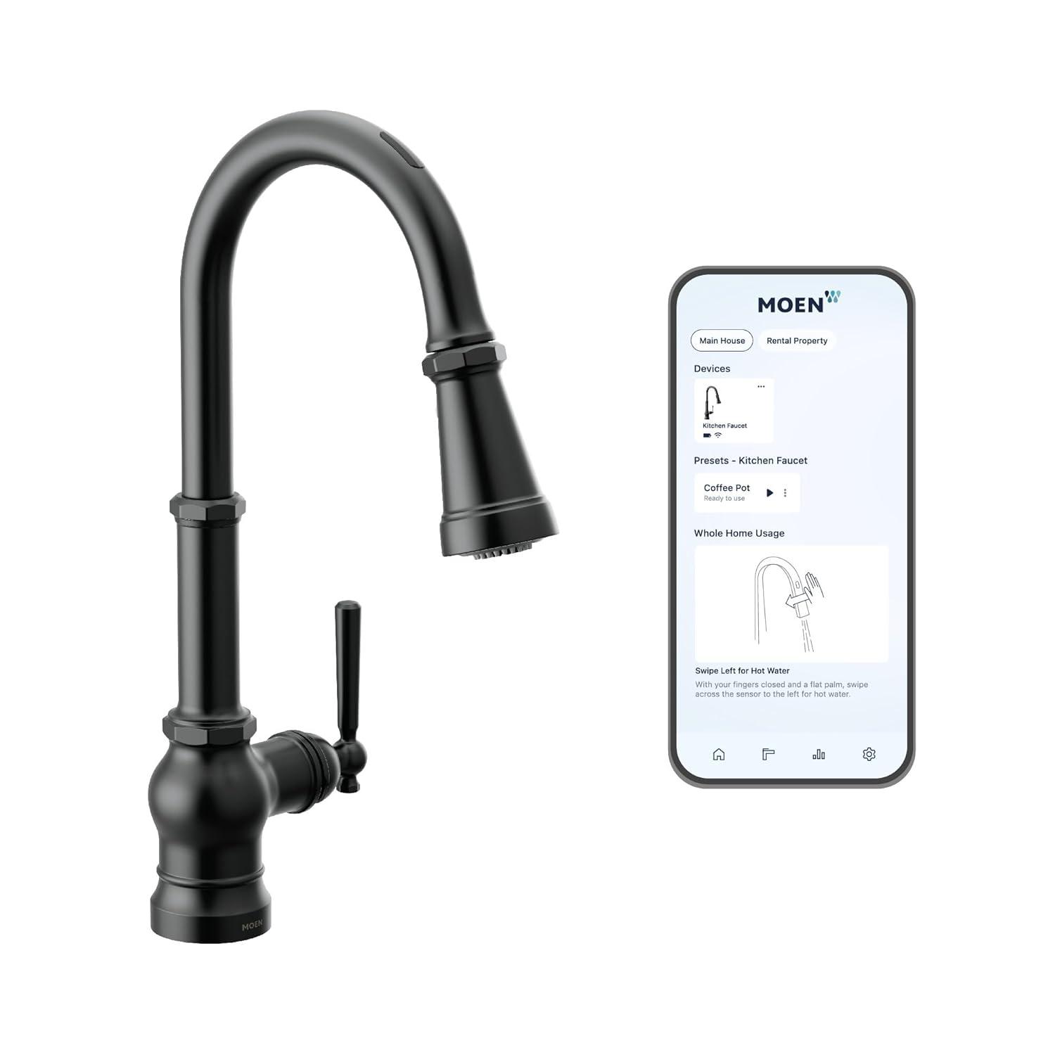 Paterson Smart Faucet Touchless Pull-Down Sprayer Kitchen Faucet with Voice and Motion Control