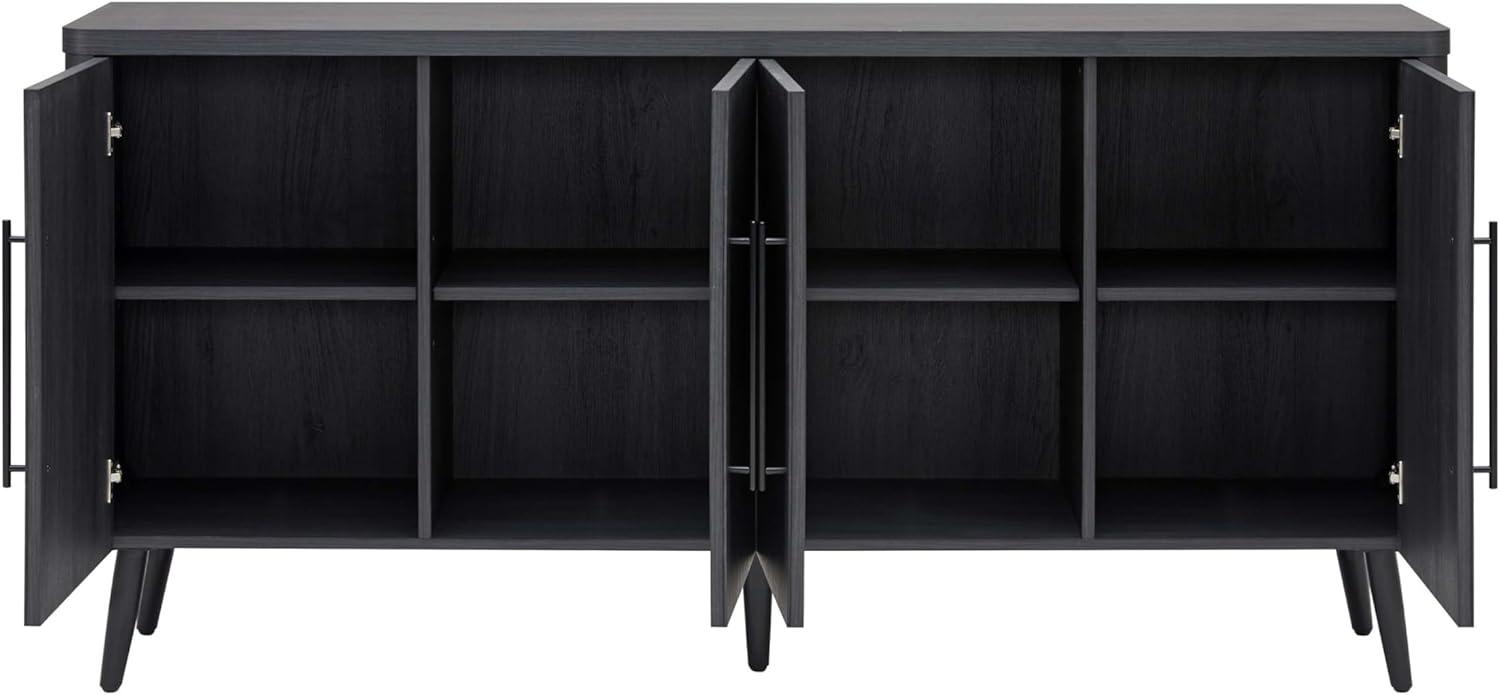 Manhattan Comfort Jodie 65" Mid-Century Modern Sideboard with 8 Adjustable Shelves in Charcoal Gray