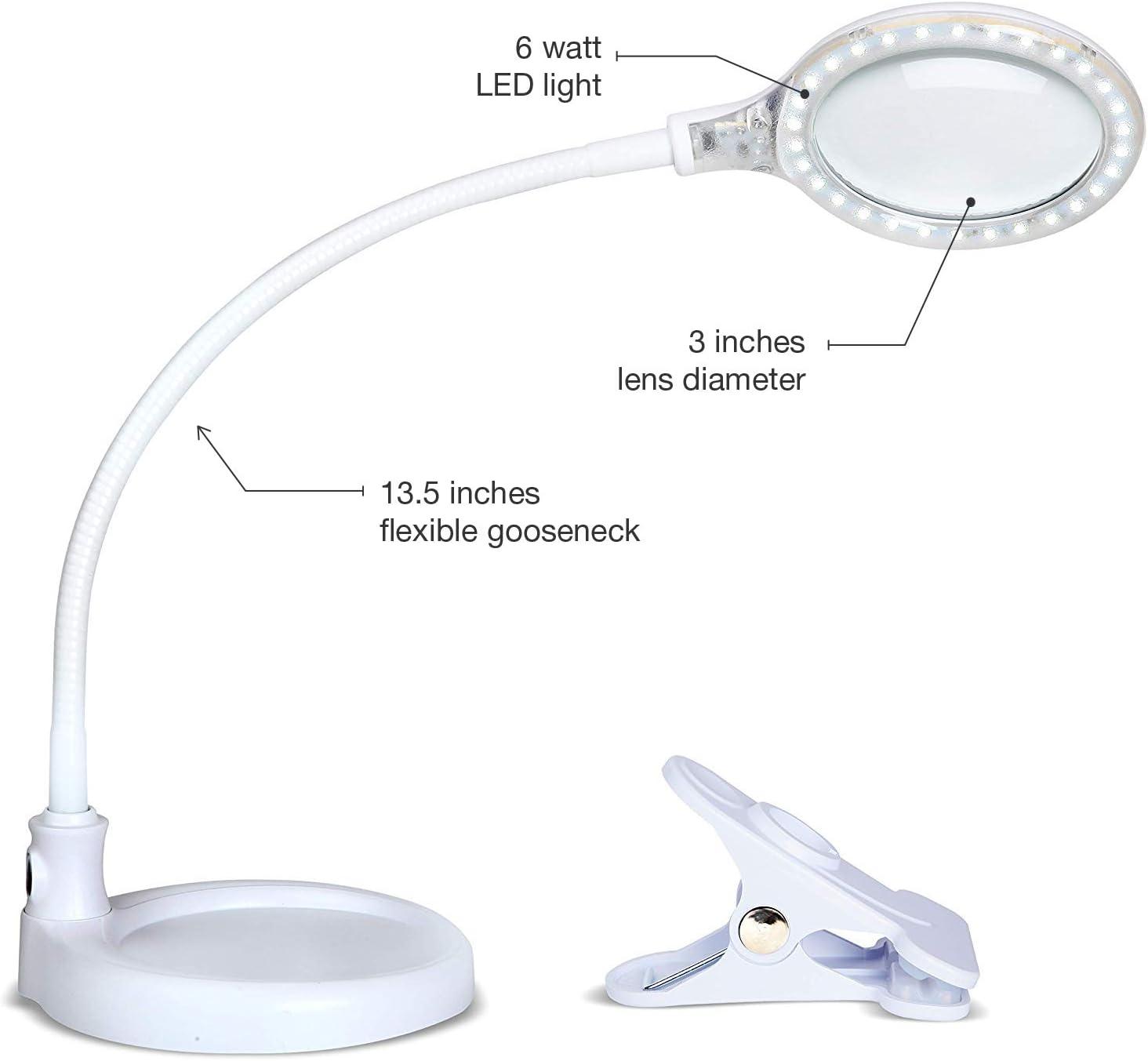 Brightech LightView Pro Flex 2 in 1 Magnifying Desk Lamp, 2.25x Light Magnifier, Adjustable Magnifying Glass with Light for Crafts, Reading, Close Work