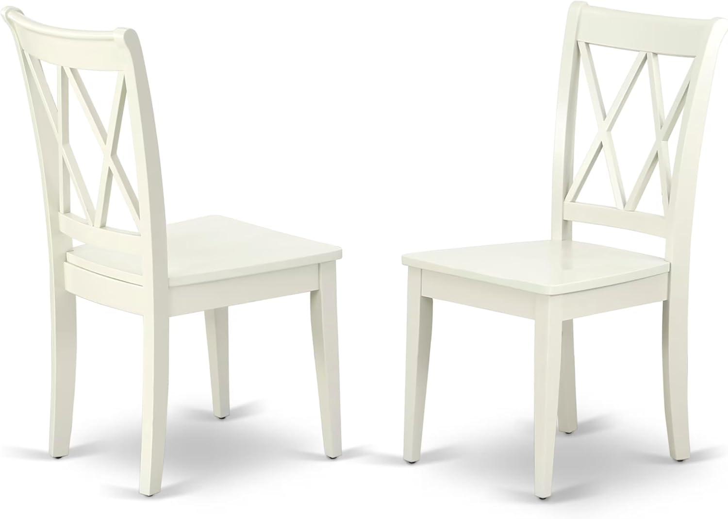 East West Furniture Antique 3-piece Dining Set with X-back Chair in Linen White