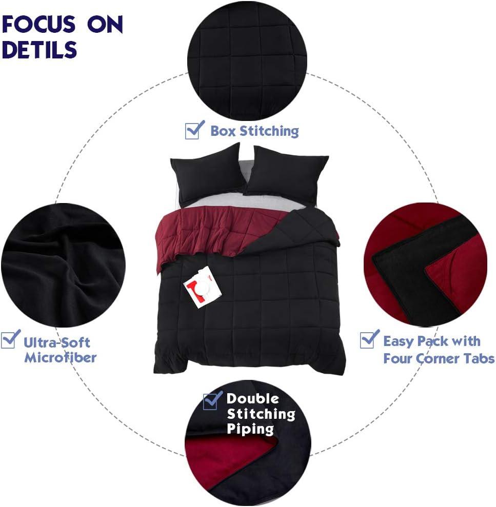 Homechoice International Group 3pc Comforter Set - All Season Reversible Down Alternative Comforter with Two Shams - Quilted Duvet Insert with Corner Tabs - Box Stitched Blanket - Breathable, Soft, Fluffy